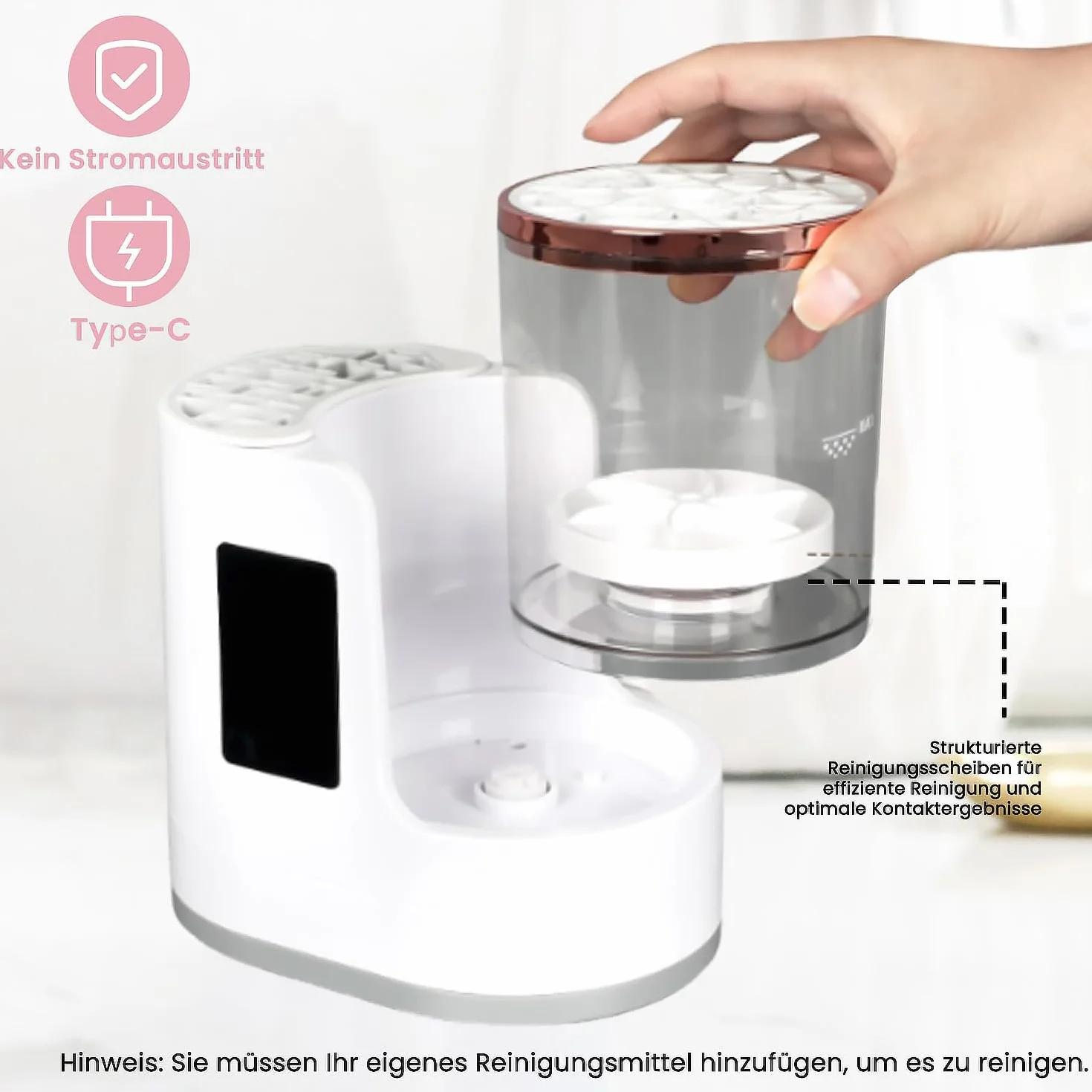 Pulitore elettrico per pennelli da trucco, dotato di funzione di asciugatura 3 in 1, pulitore elettrico automatico per pennelli da trucco, pulizia dei pennelli da trucco, regalo per le donne.