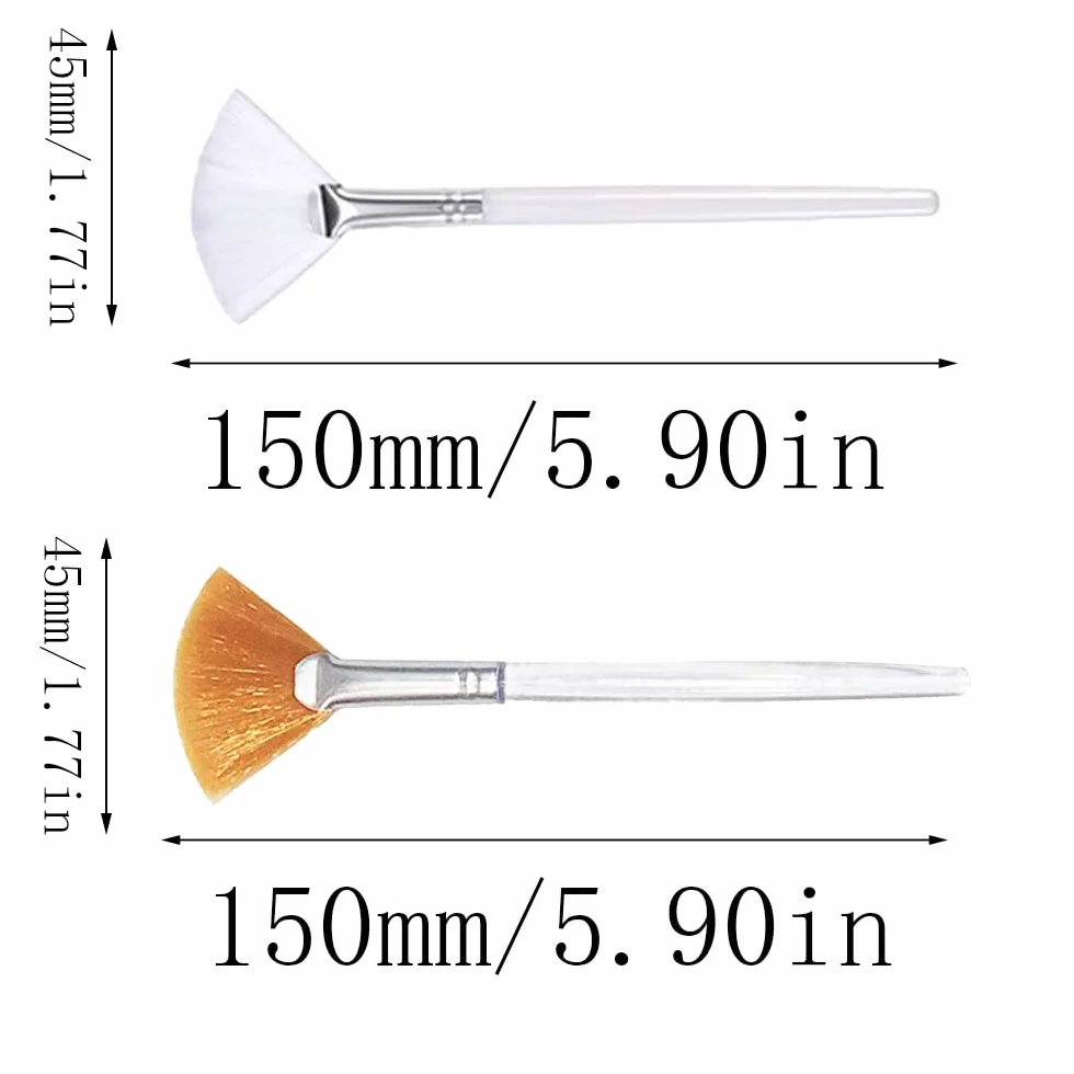 Spazzole per Maschera, 2 Pcs Spazzole a Ventaglio, Morbido Ventaglio Facciale Pennello, Maschera Facciale Applicatore, per Maschera di Fango, Trucco Strumenti