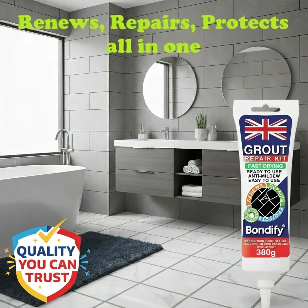 Kit Riparazione Fughe Piastrelle Bianco Asciugatura Rapida 380g ANTI-MUFFA Stucco per Piastrelle Bagno Doccia Grout Repair Kit