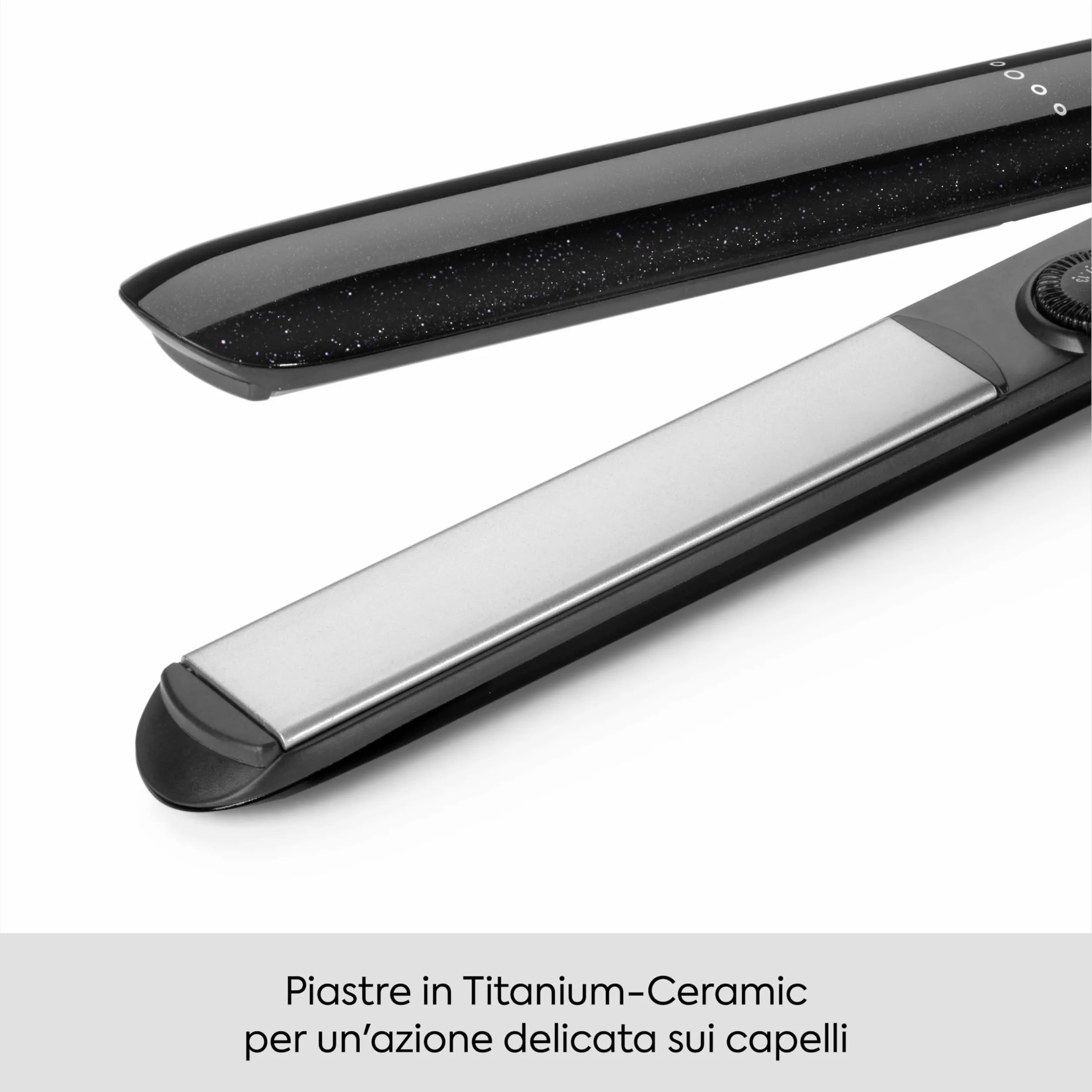 BaByliss Midnight Shine Piastra per Capelli, Piastre in Titanio-Ceramica, Piastre Lunghe, 13 Temperature (170–235°C), Riscaldamento Rapido, Anti-Crespo Effetto Lucido, ST590E