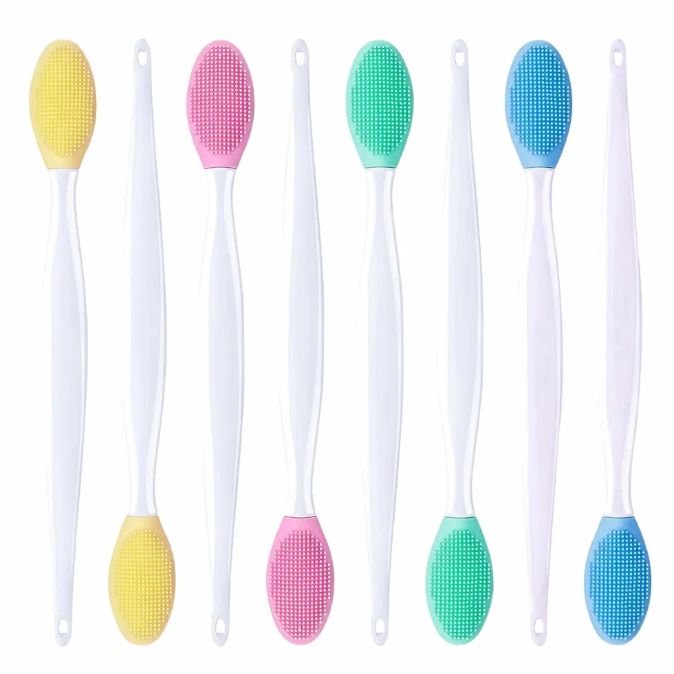 Pennello Esfoliante per Labbra in Silicone, 8 Pcs Pennelli per Labbra in Silicone, Spazzole per Labbra Morbido a Doppia Faccia, Spazzola Esfoliante per Labbra