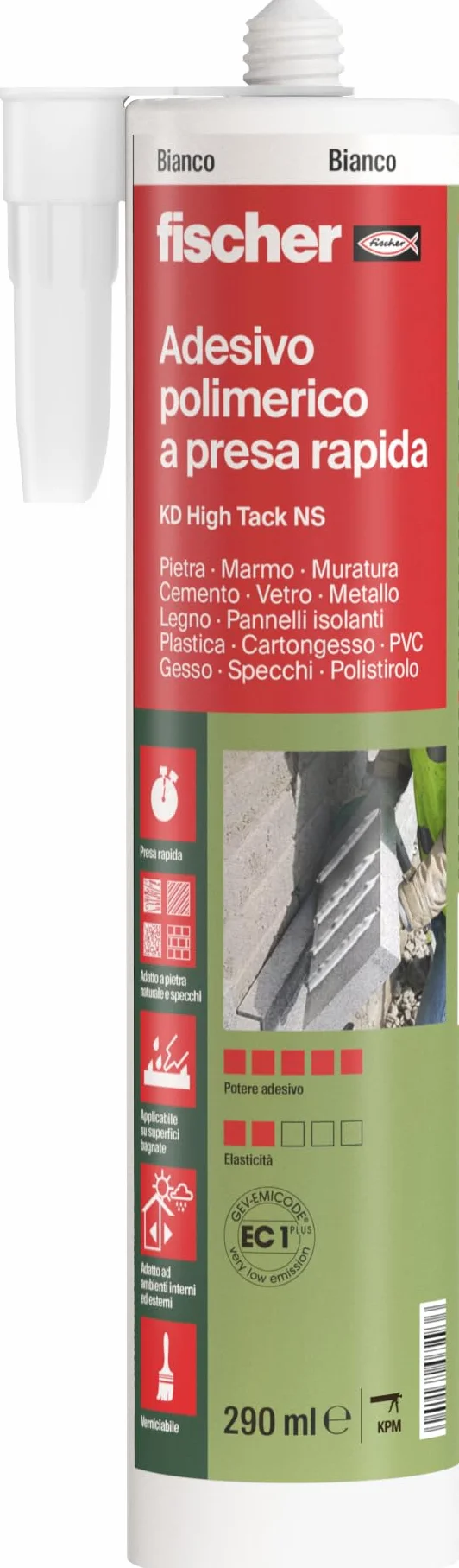 Fischer KD High Tack Sigillante Adesivo ad Altissima Presa Iniziale Bianco