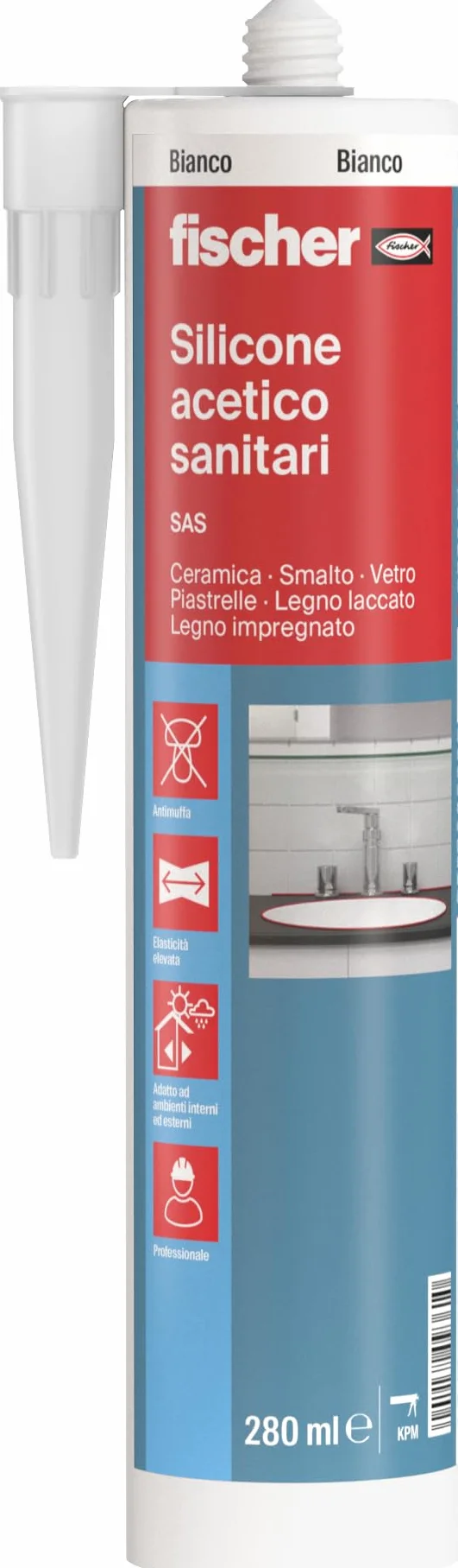 Fischer SAS Bianco Silicone Sigillante Antimuffa Acetica Bagno Doccia 9361