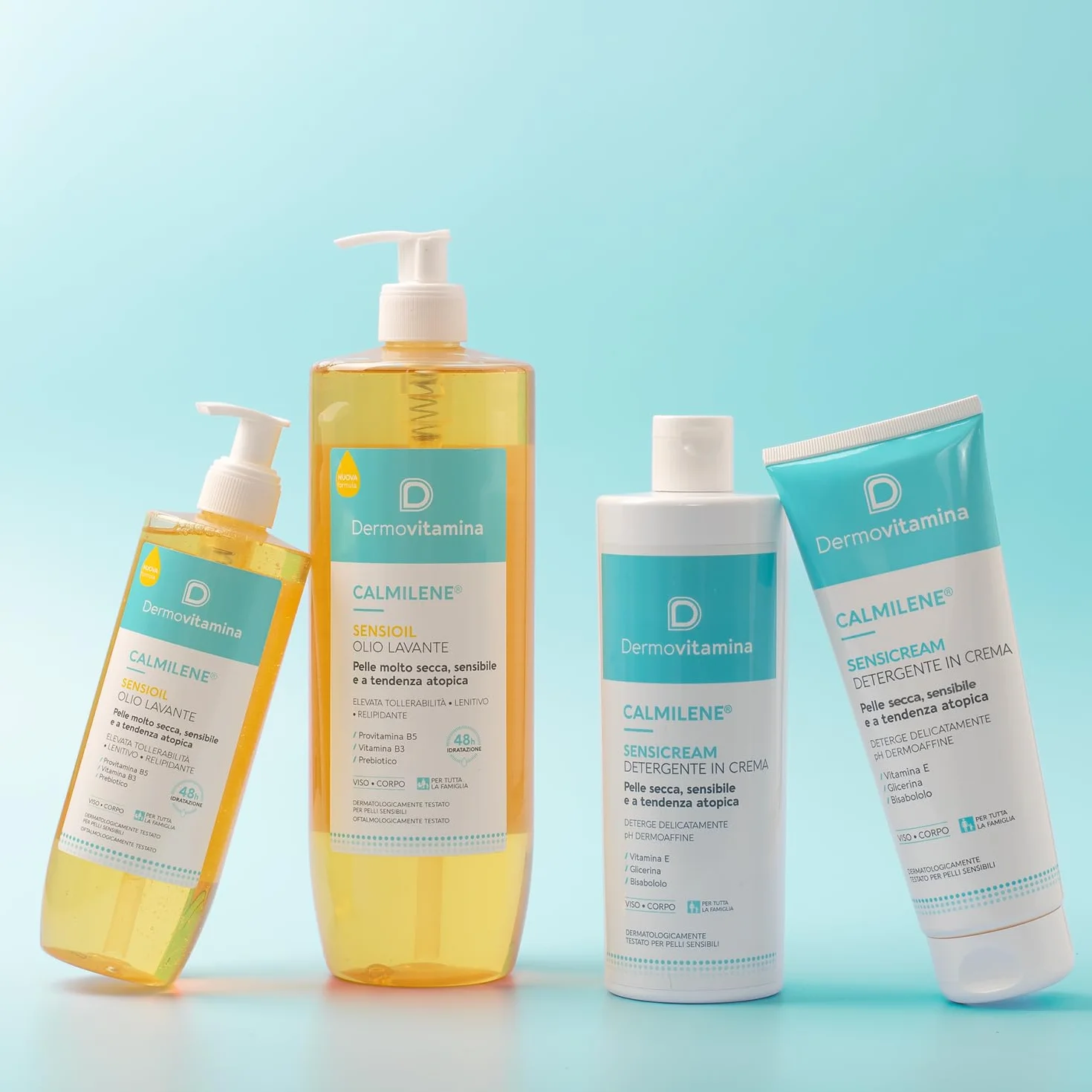 Dermovitamina Calmilene Sensicream Detergente - Detergente Viso e Corpo - Senza Sapone - Per Pelle Secca, Sensibile con Tendenza Atopica, Dermatiti, Psoriasi - Con Vitamina E e Calmilene - 250 ml