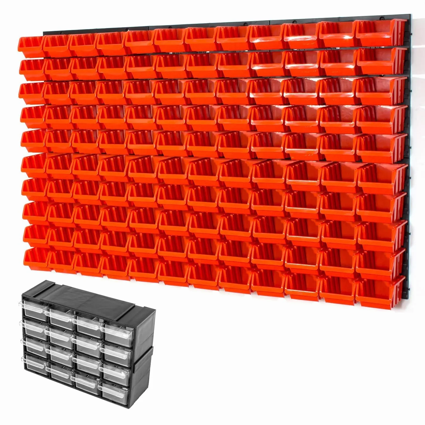 Set 6 pannelli officina arancione con kit 120 contenitori Inbox misura 2
