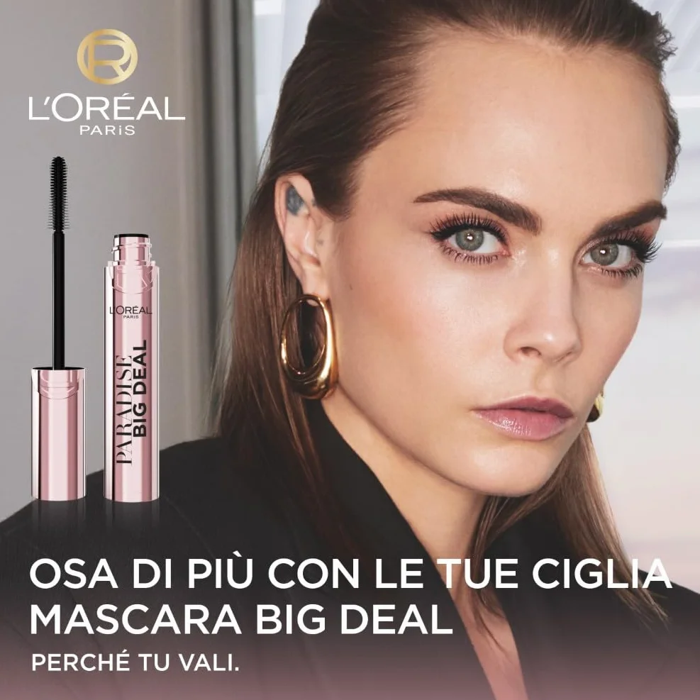 L'Oréal Paris Big Deal Mascara Volumizzante, Adatto a Occhi Sensibili, +100% Volume e Lunghezza Senza Grumi, Formula Modulabile e Stratificabile per Impatto Super, Con Self Smoothing Complex, 9,4ml