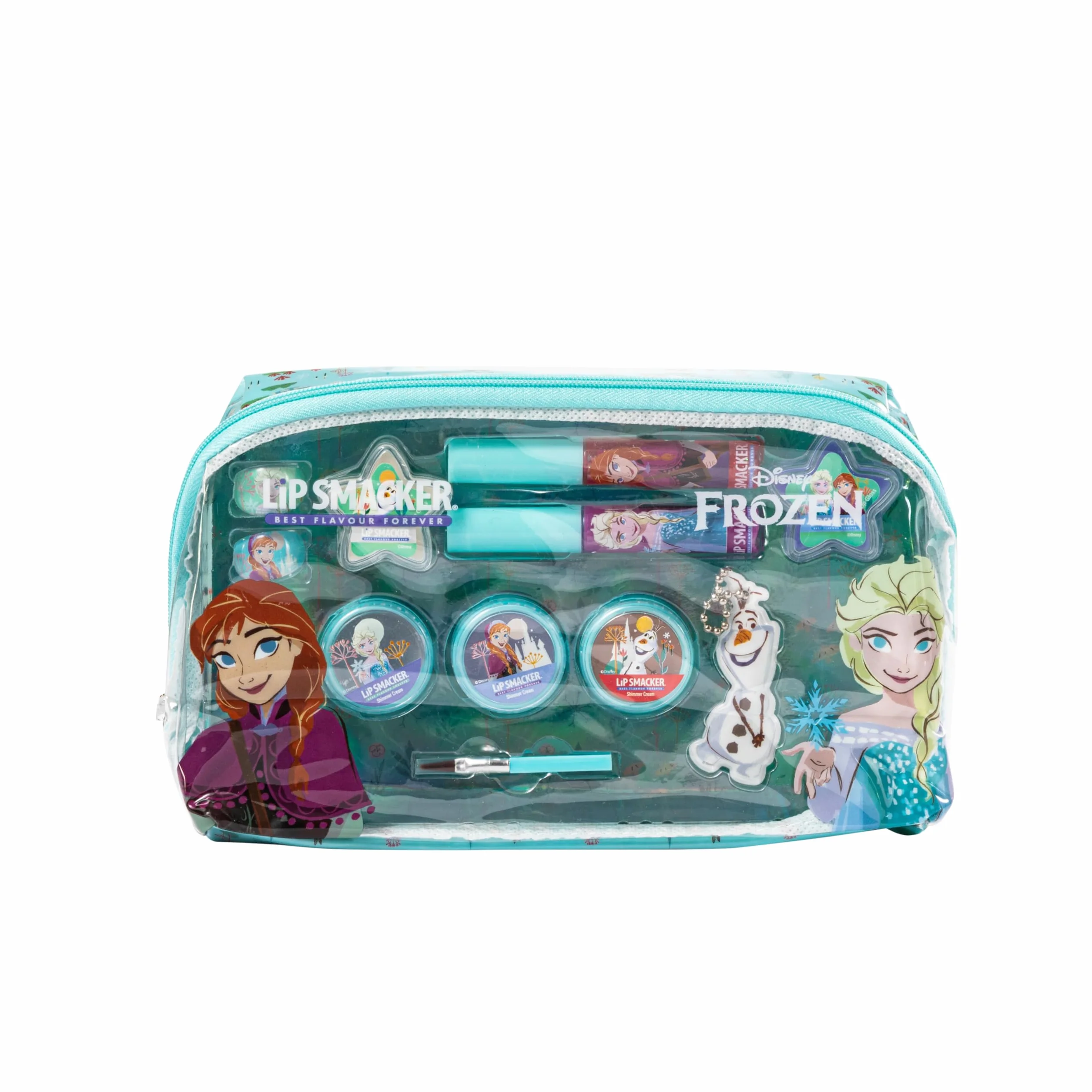Lip Smacker Frozen Essential Makeup Bag, Set di Trucchi Frozen per Bambina con Lucidalabbra, Ombretti Luminosi, Applicatori e Accessori per un Look da Principessa Disney