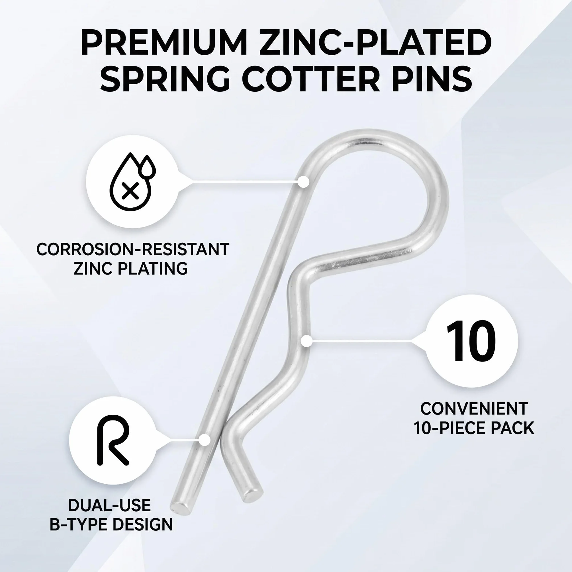 Clip Fissaggio Trattore Fermacavo a Molla con Perni di Sicurezza 3x60 mm, 10 Pezzi, Accessori per Agricoltura