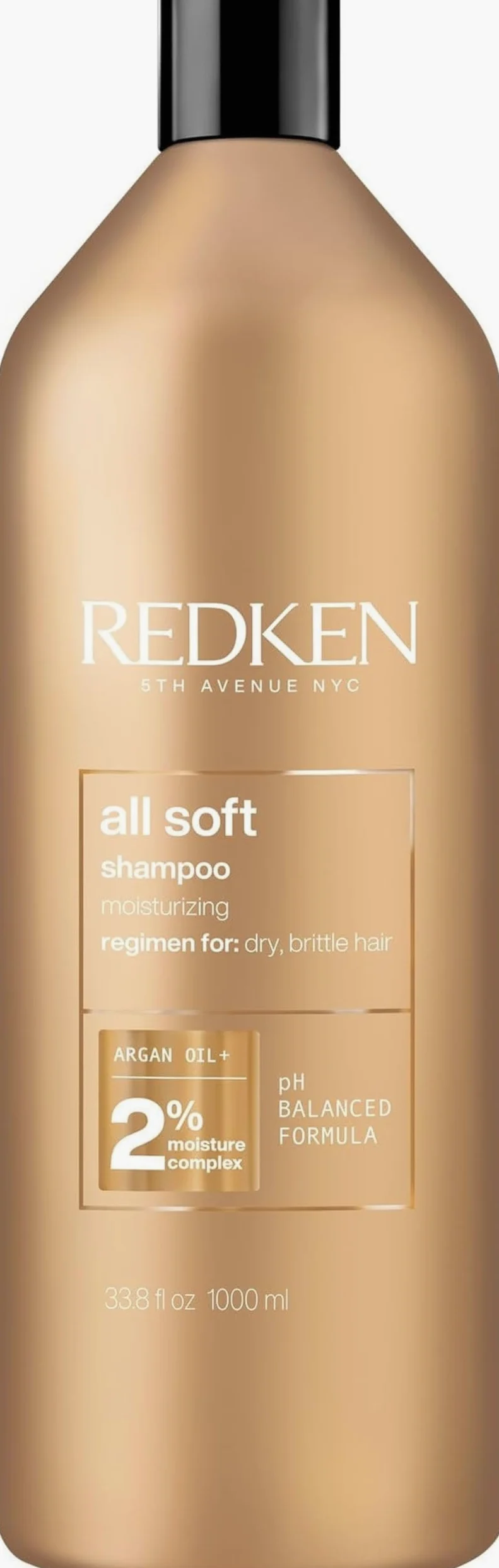 REDKEN All Soft Shampoo 1000 Ml per tutti i tipi di capelli, per detergere e nutrire i capelli, 1000 ml, cod. 916-84461