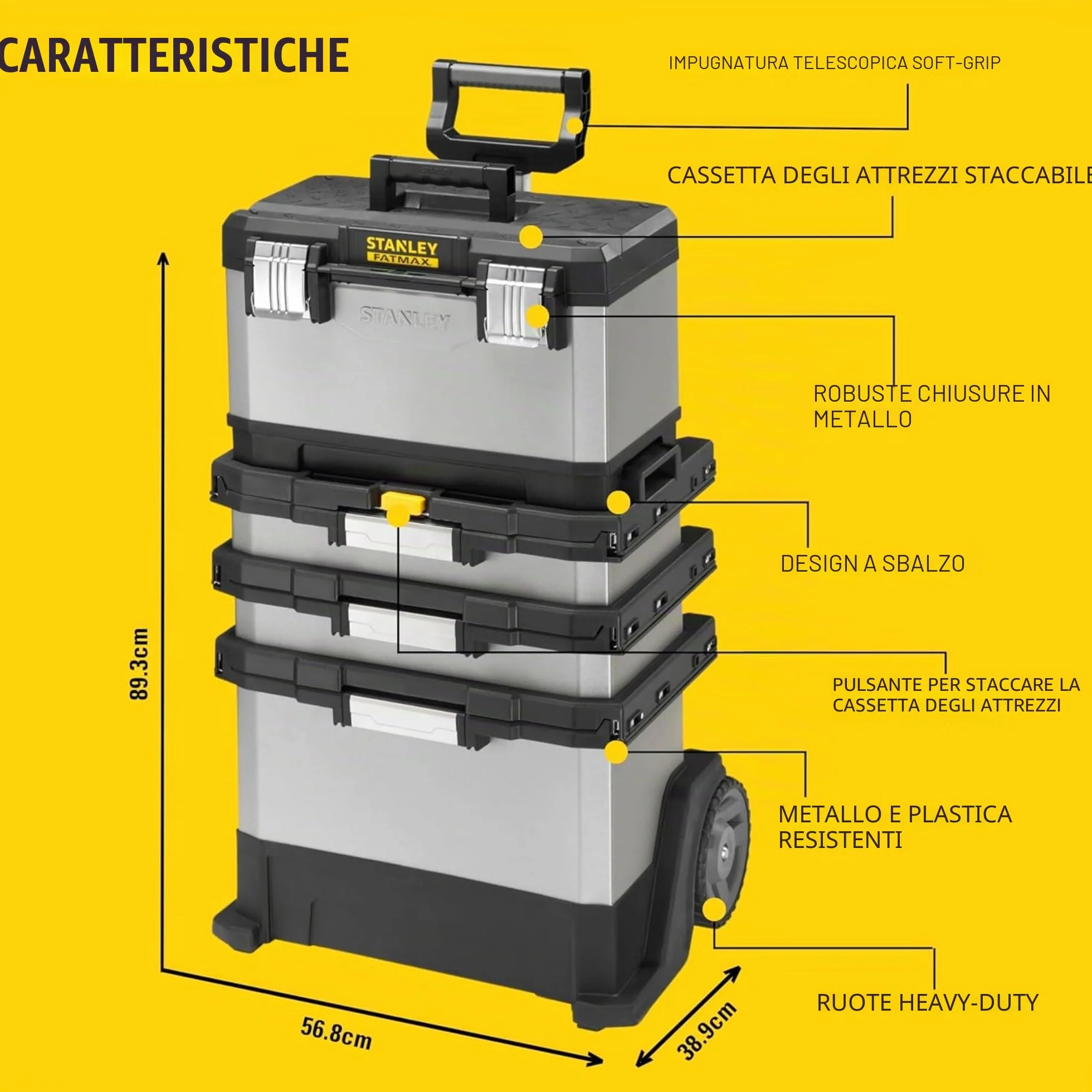 STANLEY FATMAX Carrello Porta Utensili 56.8 x 89.3 x 38.9 cm 1-95-622