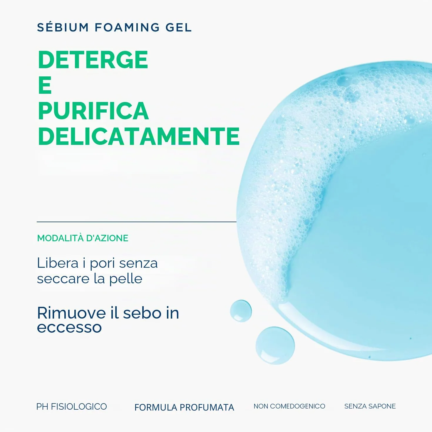 BIODERMA Sebium Gel schiumogeno – Detergente purificante delicato – Rimuove sebo in eccesso e impurità – Pelle mista a grassa – prescritta dai dermatologi – Flacone pompa 400 ml
