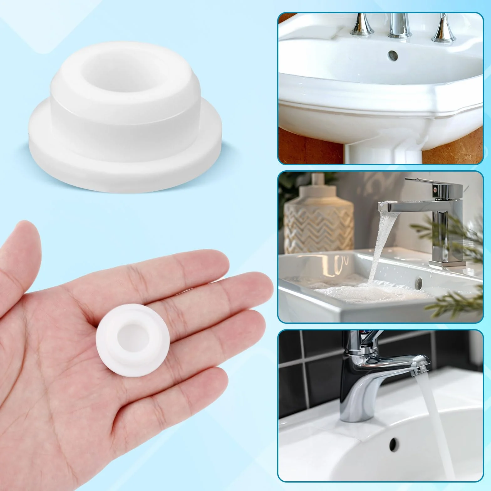Gosknor 4pz Tappo Troppo Pieno Lavandino Silicone, Coperchio Gomma Rotonda Cucina Bagno