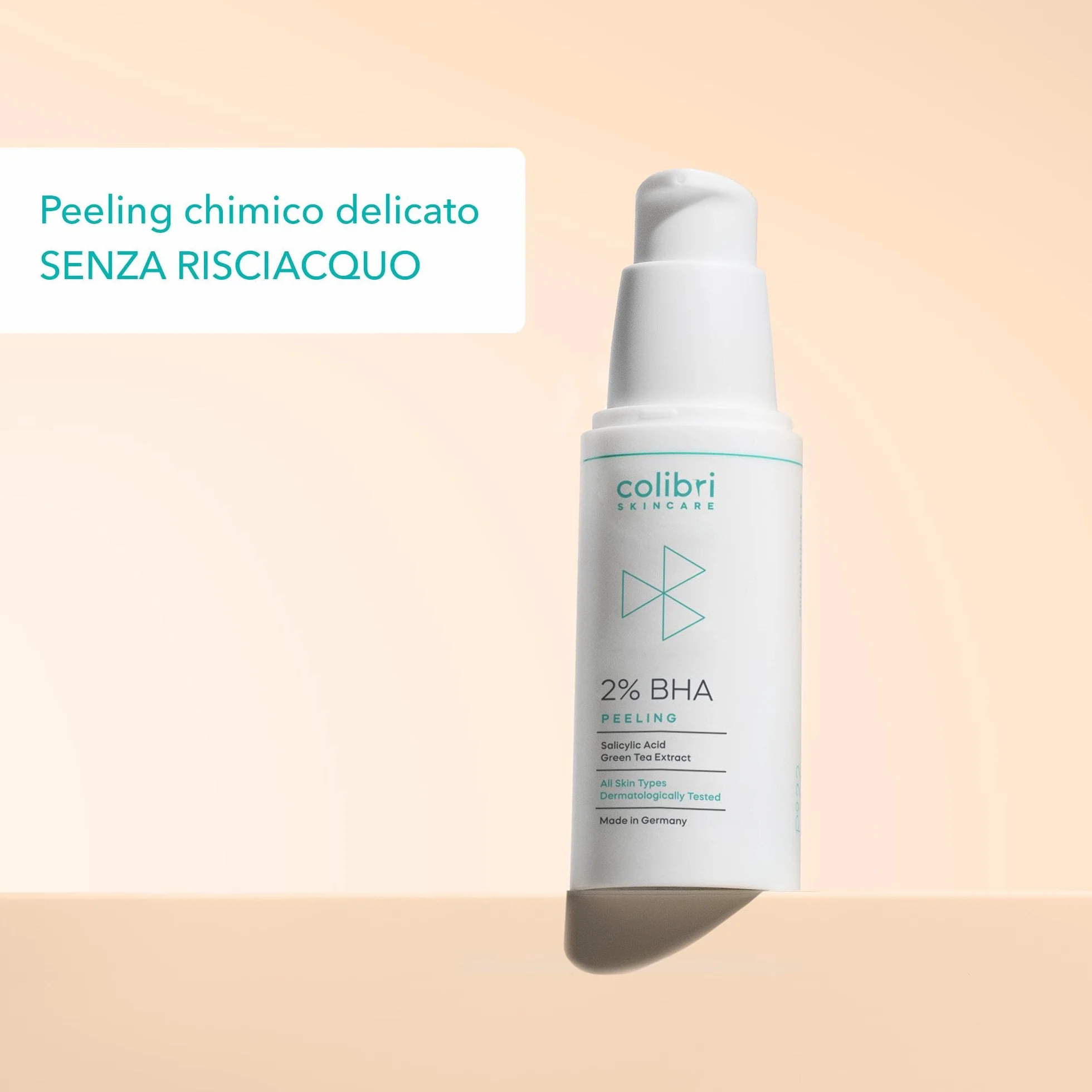 colibri skincare 2% BHA Peeling viso chimico esfoliante con acido salicilico - tutti i tipi di pelle, specialmente grassa e mista - scrub donna e uomo - 30 ml
