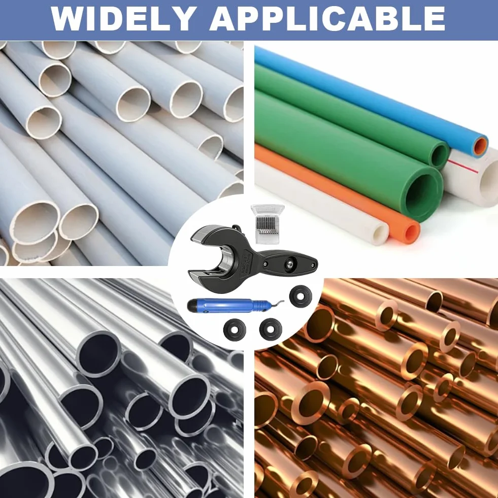 Tagliatubi in Acciaio Inossidabile 8-29 mm, Tagliatubi a Cricchetto 2 in 1 per Rame, Plastica e Alluminio, con 3 Rotelle di Ricambio
