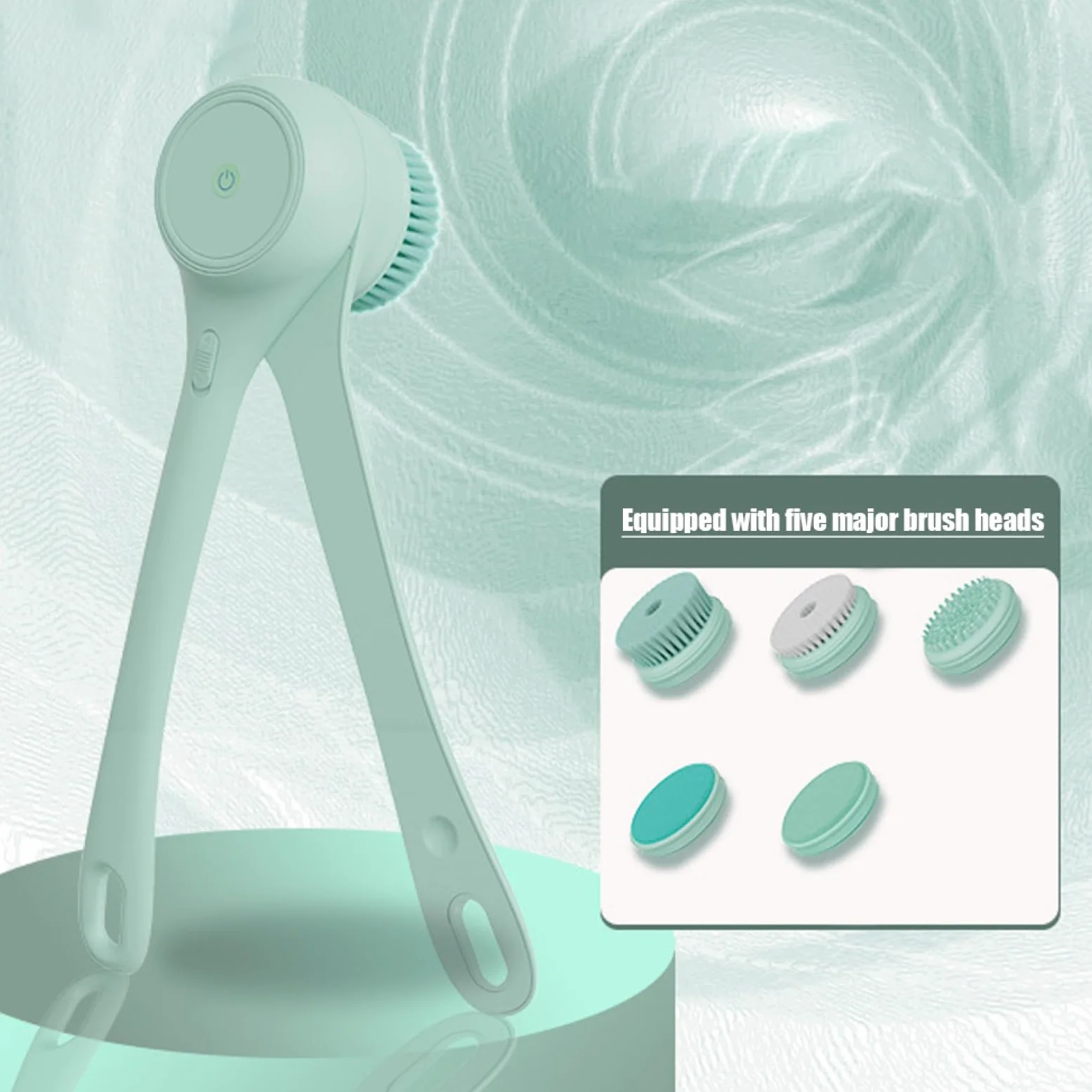 Spazzola elettrica per il corpo, Spazzola elettrica per il bagno | Scrubber per corpo con spazzole per bagno e con ricarica USB impermeabile | per la pulizia della schiena co