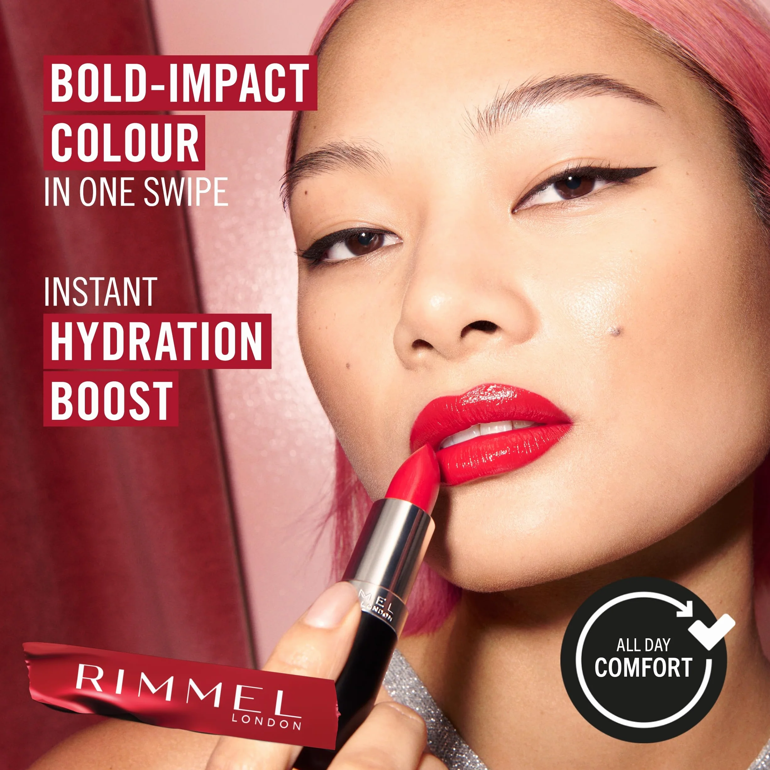 Rimmel London Rossetto in Stick Lasting Finish, Formula a Lunga Durata con Finish Luminoso, Colore 08, 4 g