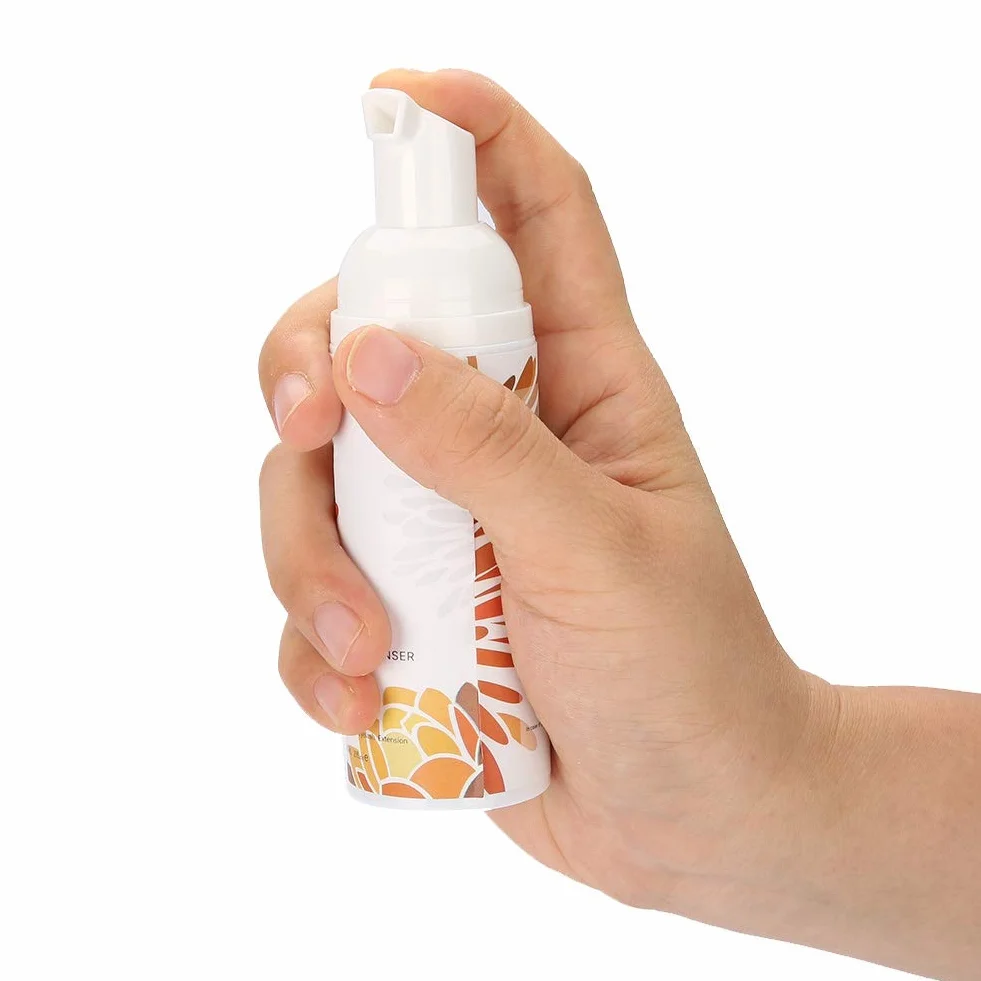 Struccante Occhi, Detergente Schiumogeno Per L'Estensione Delle Ciglia 60ml, Lavata Estensione Della Spazzola del Ciglio Sicura per Uso Quotidiano(Schiuma Detergente per Ciglia + Pennello Dorato)