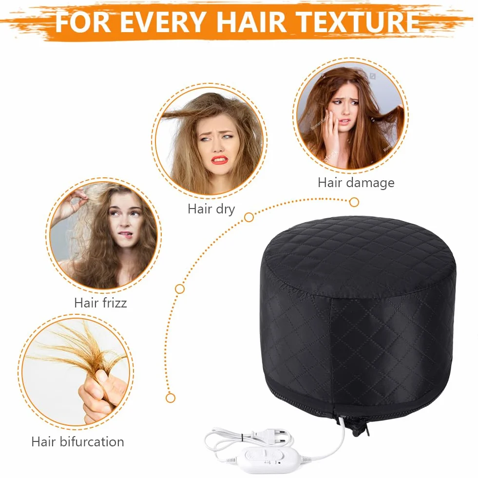 LOPHE Cuffia Riscaldante Capelli, Termico per Capelli Elettrico con 2 Temperature Regolabili, Casco per Asciugatura Cappuccio Asciugacapelli per Acconciatura, Arricciatur