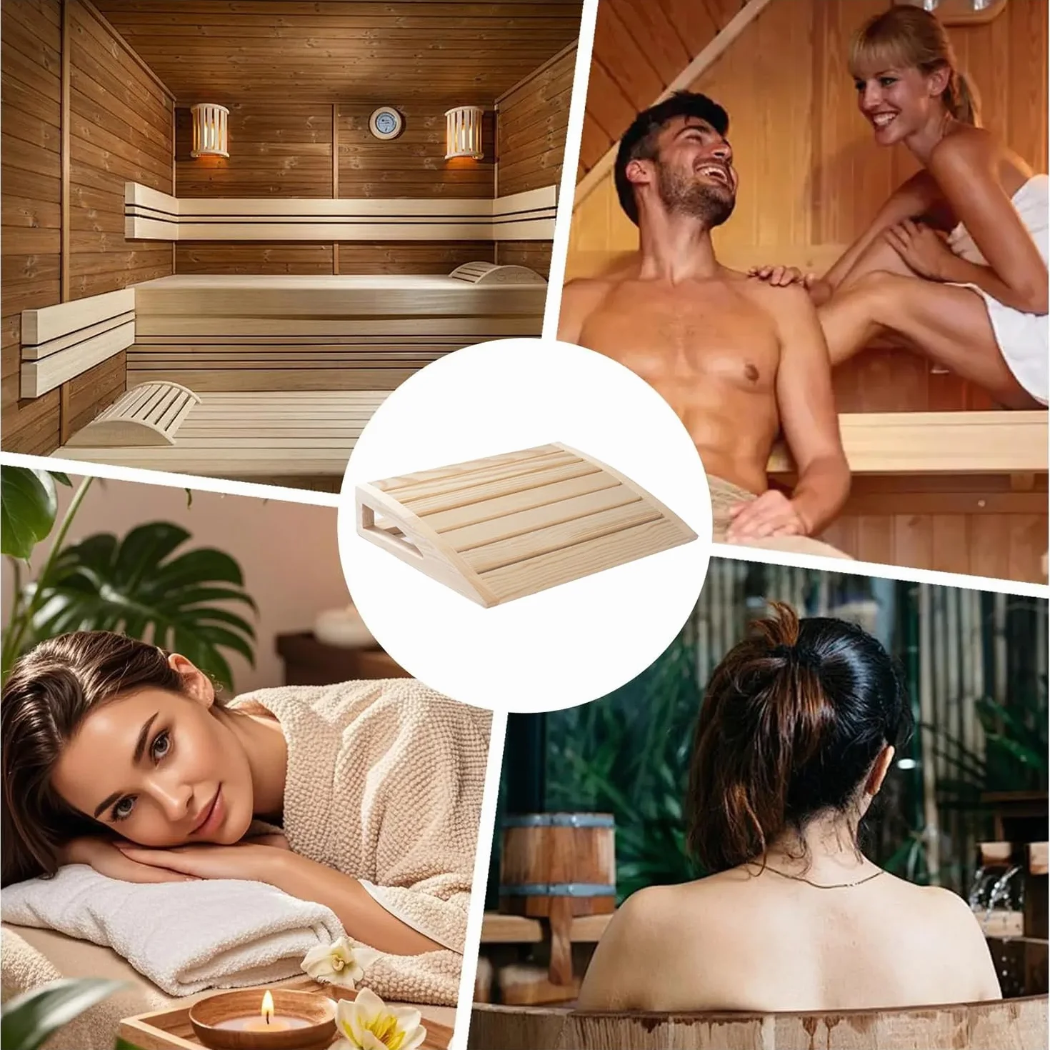 Poggiatesta sauna in legno 2 pezzi cuscino ergonomico per sauna