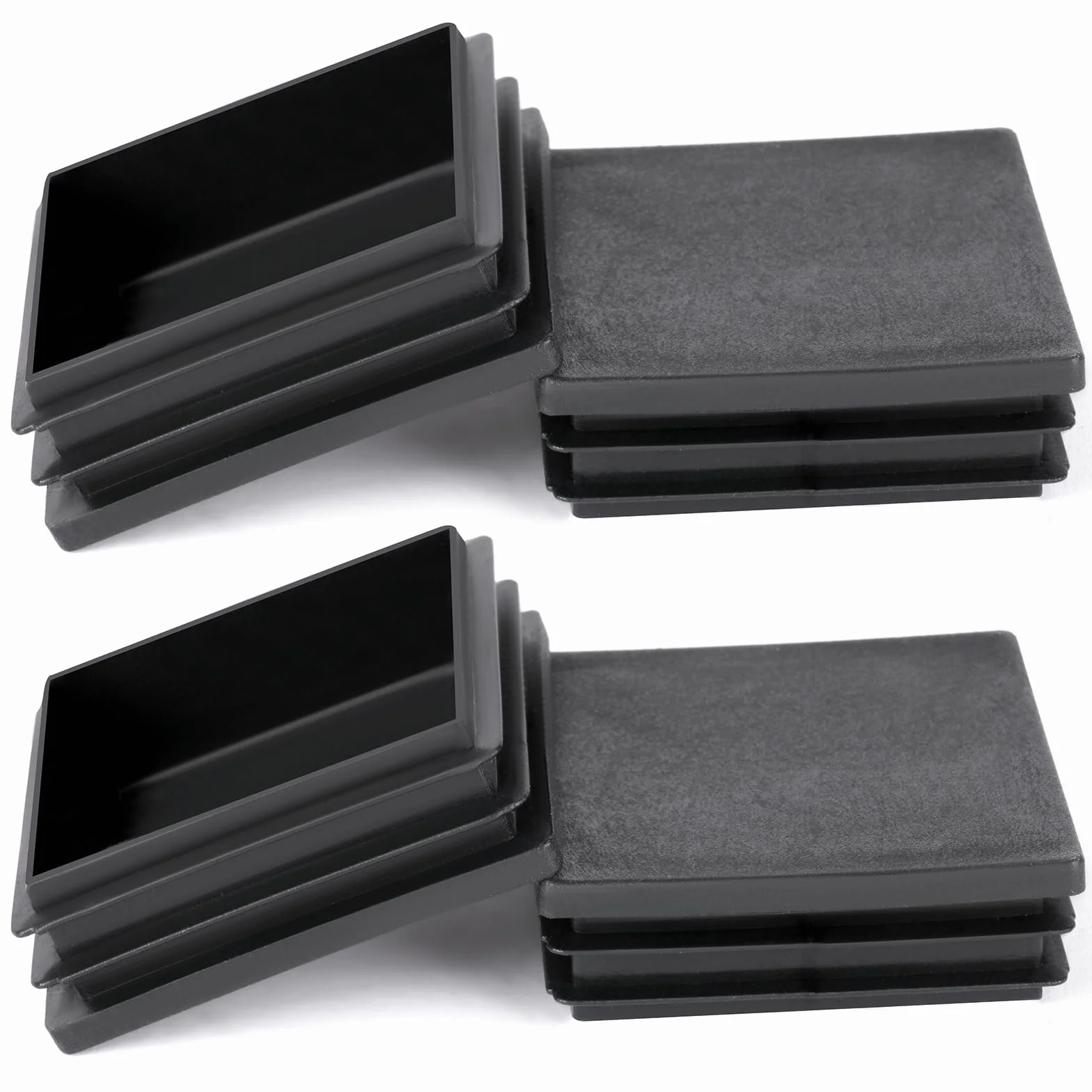 Tappi Quadrati PE Plastica 50x50 mm Nero Antiscivolo Protezione Tubi Sedie