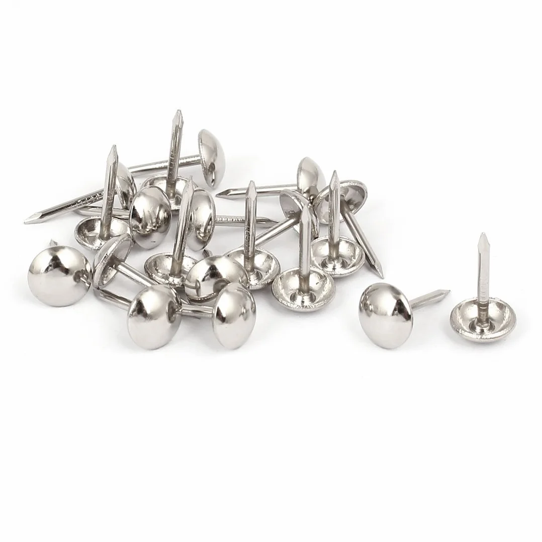 Sourcingmap 8mm Testa 15mm Altezza Chiodo Tappezzeria Puntina Argentato 20 Sztuk
