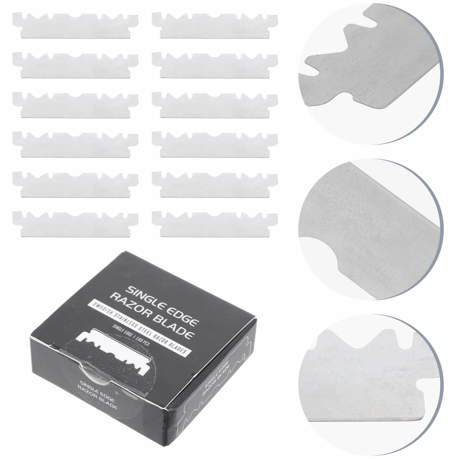 Lame da Barba in Acciaio Inox Argento 100 Pezzi Scorrimento senza Pari per Barba e Peli Fini, per Viaggi e Saloni di Barbiere