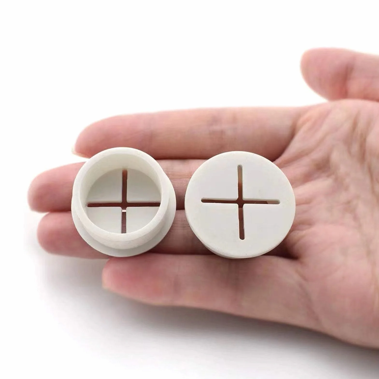 Passacavi Scrivania 25mm Bianco 10 Pezzi con Sega a Tazza