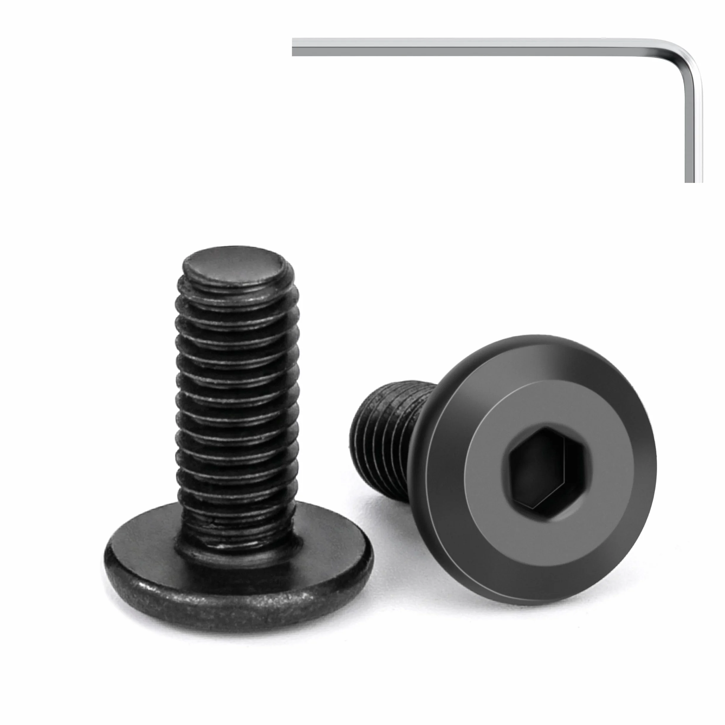 Viti a Testa Piatta M5 x 12 mm Nero Acciaio Inox A2 V2A Bulloni per Mobili con Chiavi a Esagono Filettatura Completa