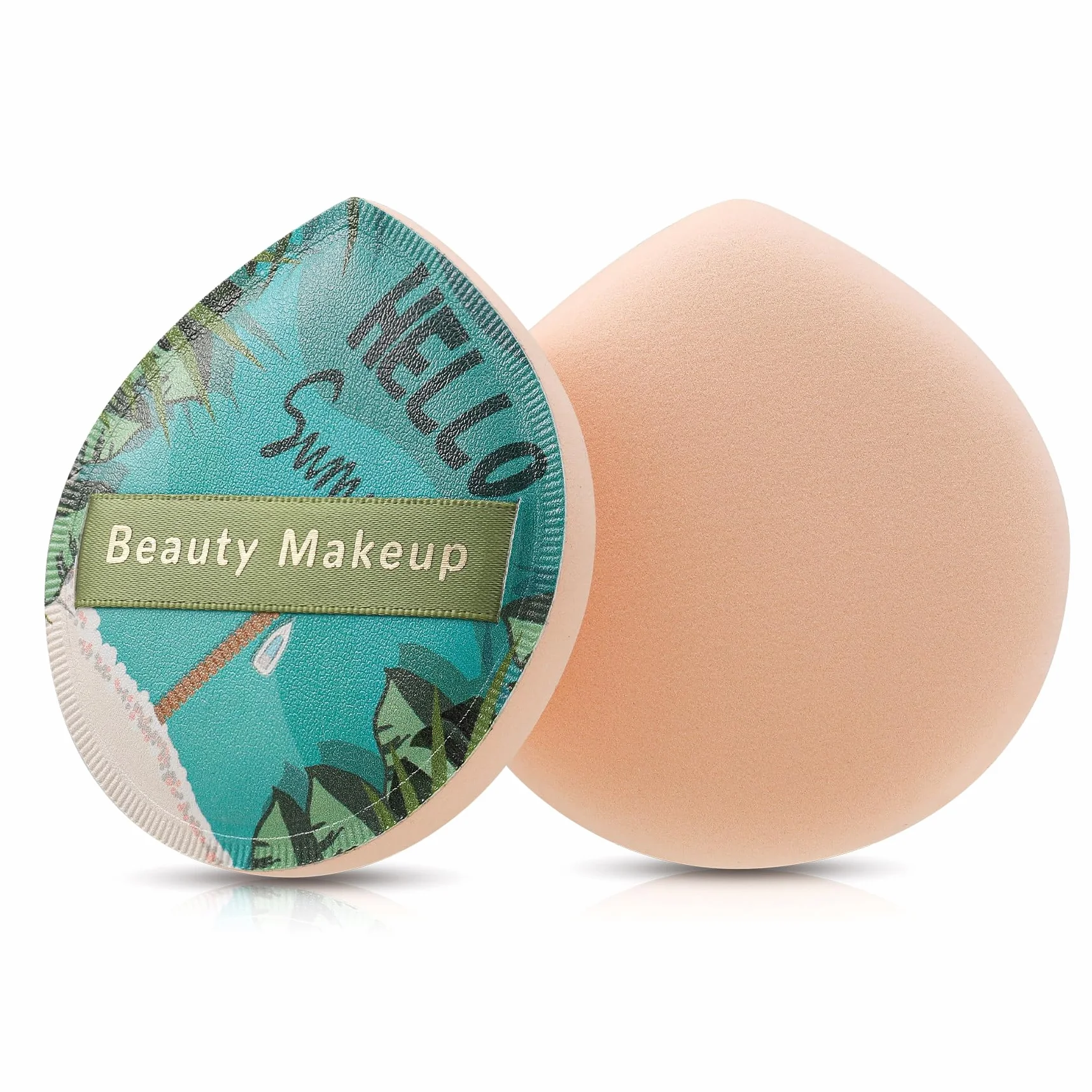 FVION Piumini da Cipria 2 Pezzi, Spugnetta Cipria Powder Puff, Grande Soffio di Cipria Del Viso per Uso Asciutto e Bagnato, Beauty Blender Spugnette per Cipria, Fondotinta, Contouring (Blu)