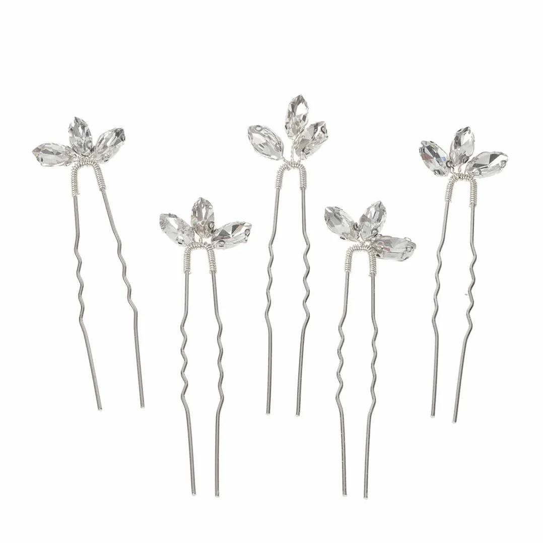 GXGM 5 PCS Forcine per capelli da sposa con cristalli dorati con strass per donne e ragazze