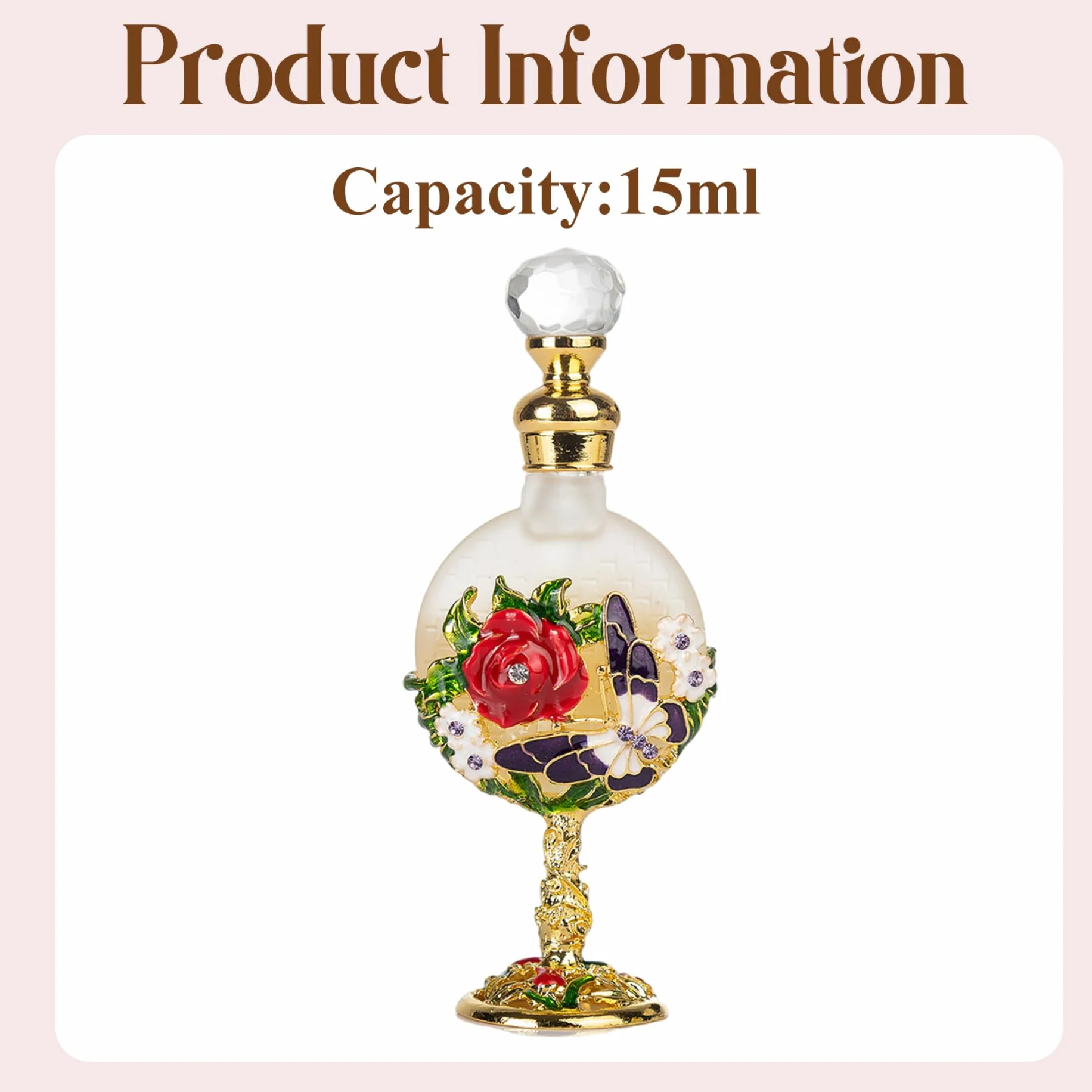 Olio di profumo arabo 12ml Strass di lusso Profumo di rosa Dubai per le donne Fragranza di olio essenziale di lunga durata arabo