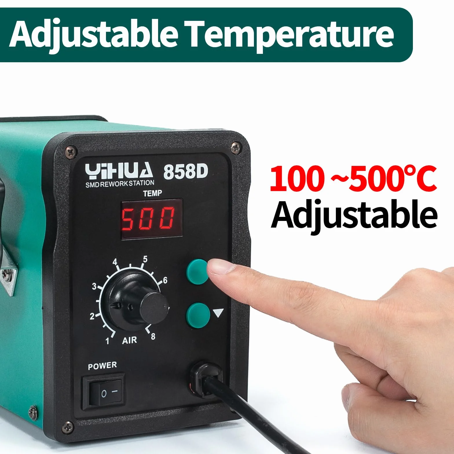 YIHUA 858D Stazione dissaldante ad aria calda 700W per SMD con temperatura e volume d'aria regolabile