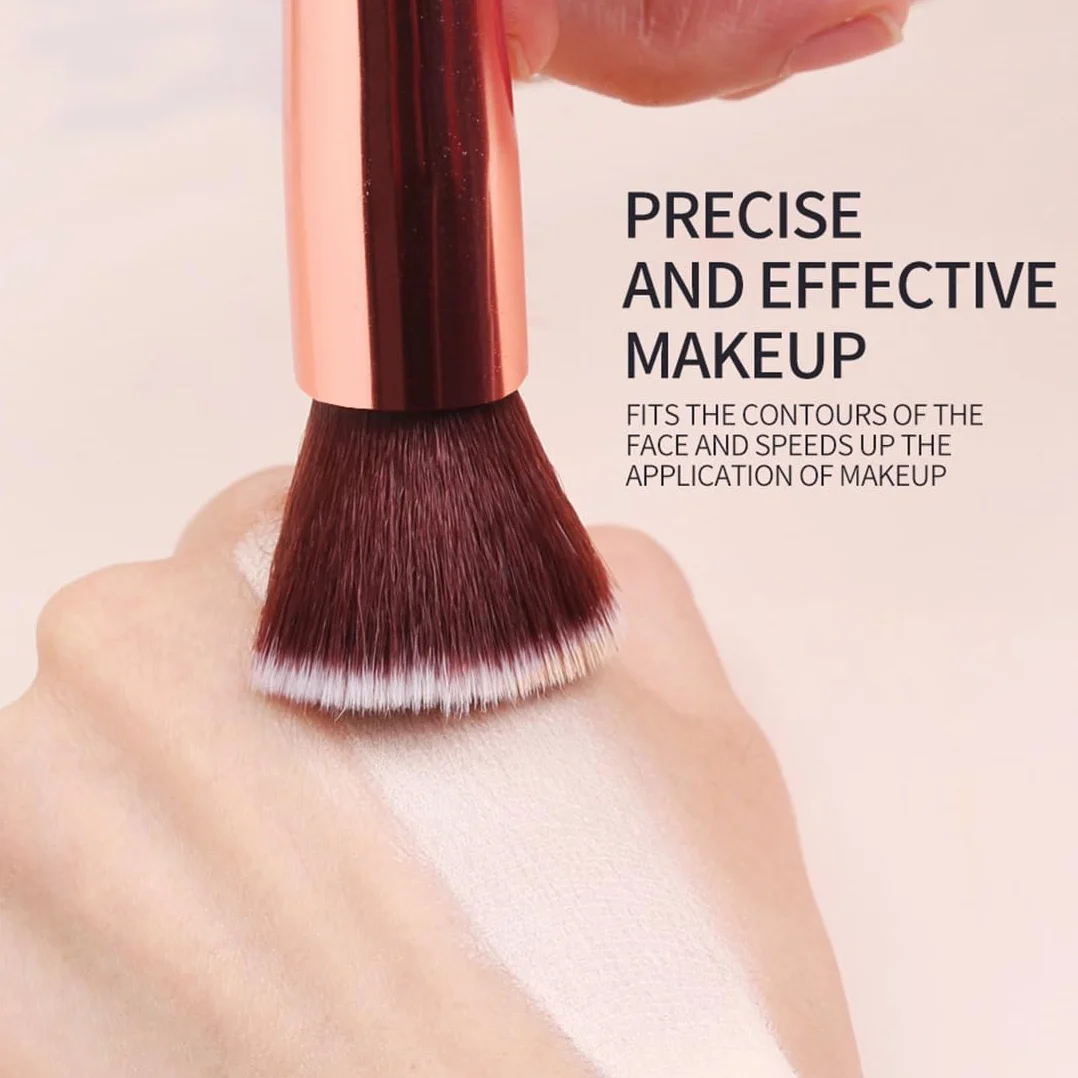 2 Pezzi Pennello Fondotinta, Pennelli Trucco con Punta Piatta per Lucidare, Applicare Fondotinta, Arrossire, Contouring Creme