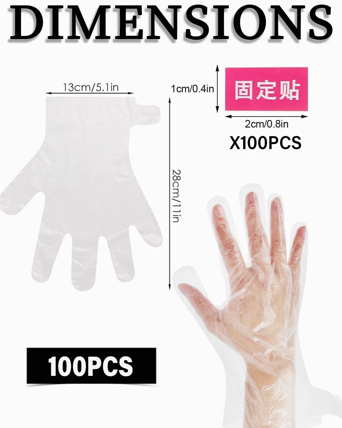 100 pcs guanti in paraffina,inserti per i tamponi del bagno di paraffina, guanti in plastica trasparente per il trattamento con cera a caldo del salone di colorazione dei capelli