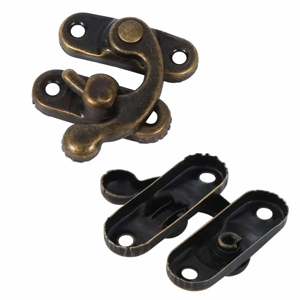 Gancio Destro con Viti in Antico Bronzo Fermaglio a Gancio per Decorazione Borsa Hasp per Jewelry Box