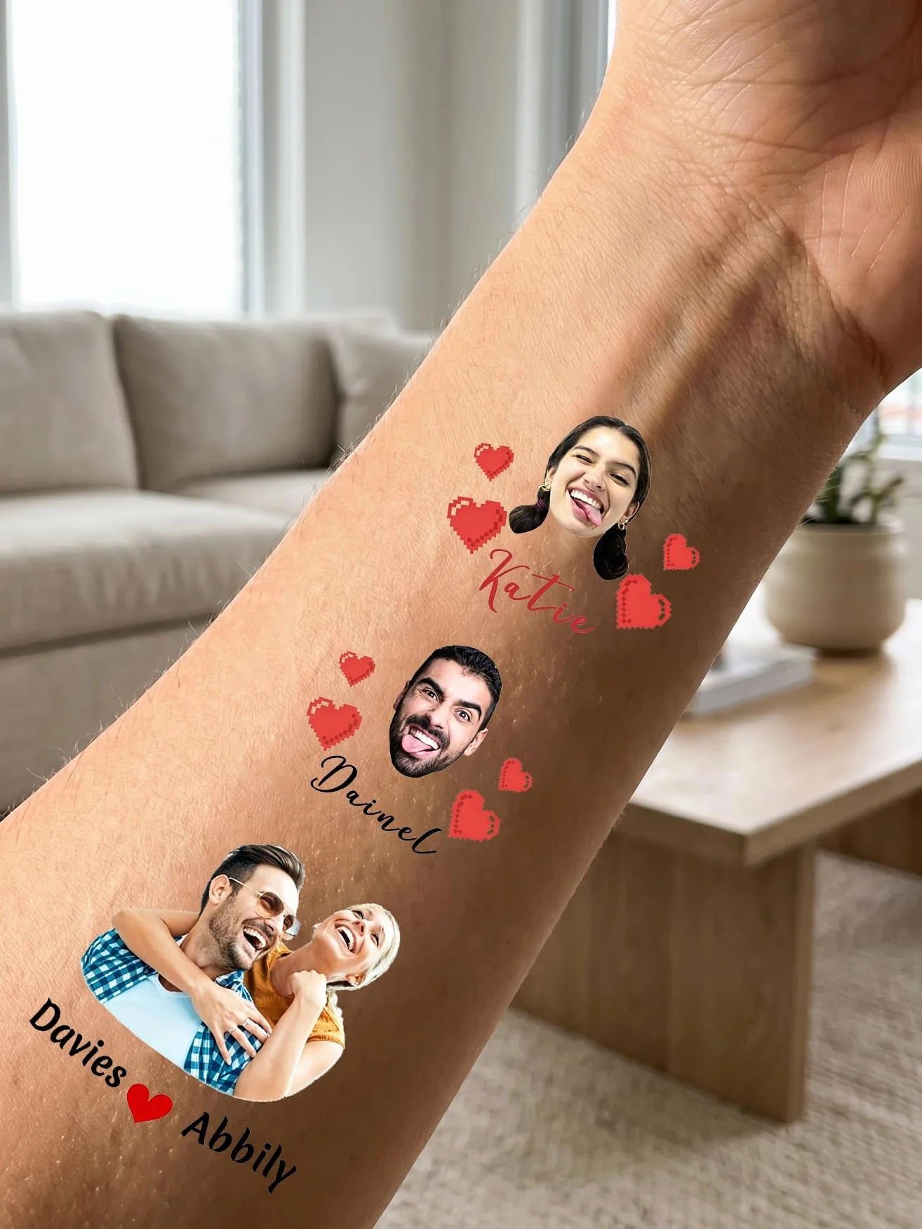 Tatuaggi Temporanei Personalizzati con Foto e Nome – Tatuaggi Viso Personalizzati, Adesivi Tattoo Impermeabili per Matrimonio, Addio al Nubilato, Compleanno, Festa, Laurea