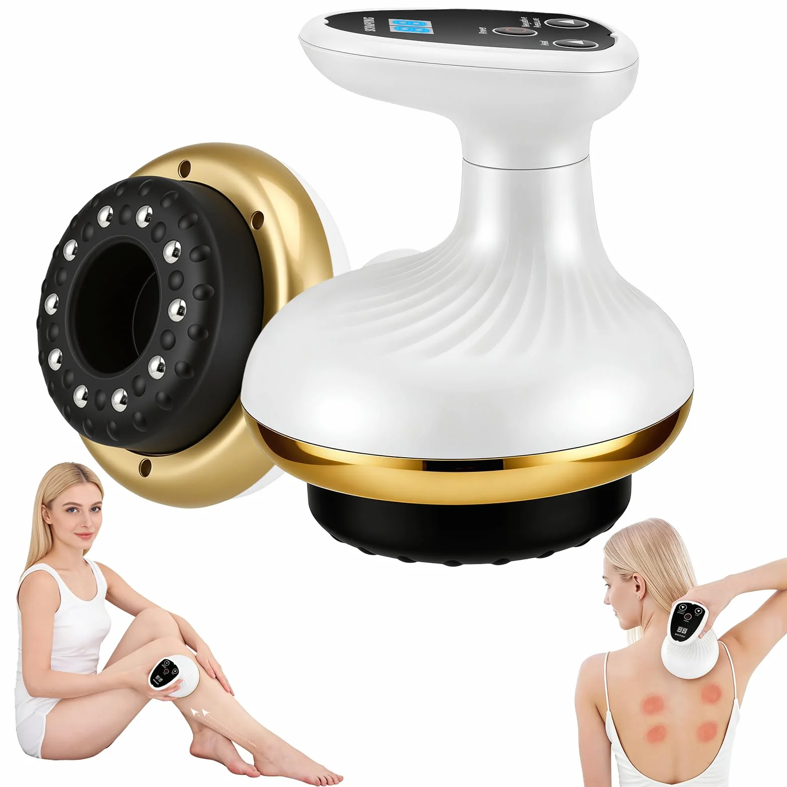 Vacuvia Cellulite Massager 4 in 1 – Massaggiatore sottovuoto con 9 livelli e calore, ricaricabile di tipo C, Gua Sha elettrico con 40 gommini e 10 magneti per una pelle più stretta e una migliore