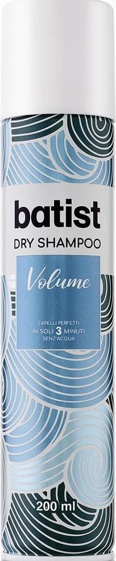 3 x shampoo Batist Volume Dry Shampoo secco per capelli strutturati e voluminosi in 3 minuti, senza acqua, per tutti i capelli, 200 ml + portachiavi Beni Culinari gratuito
