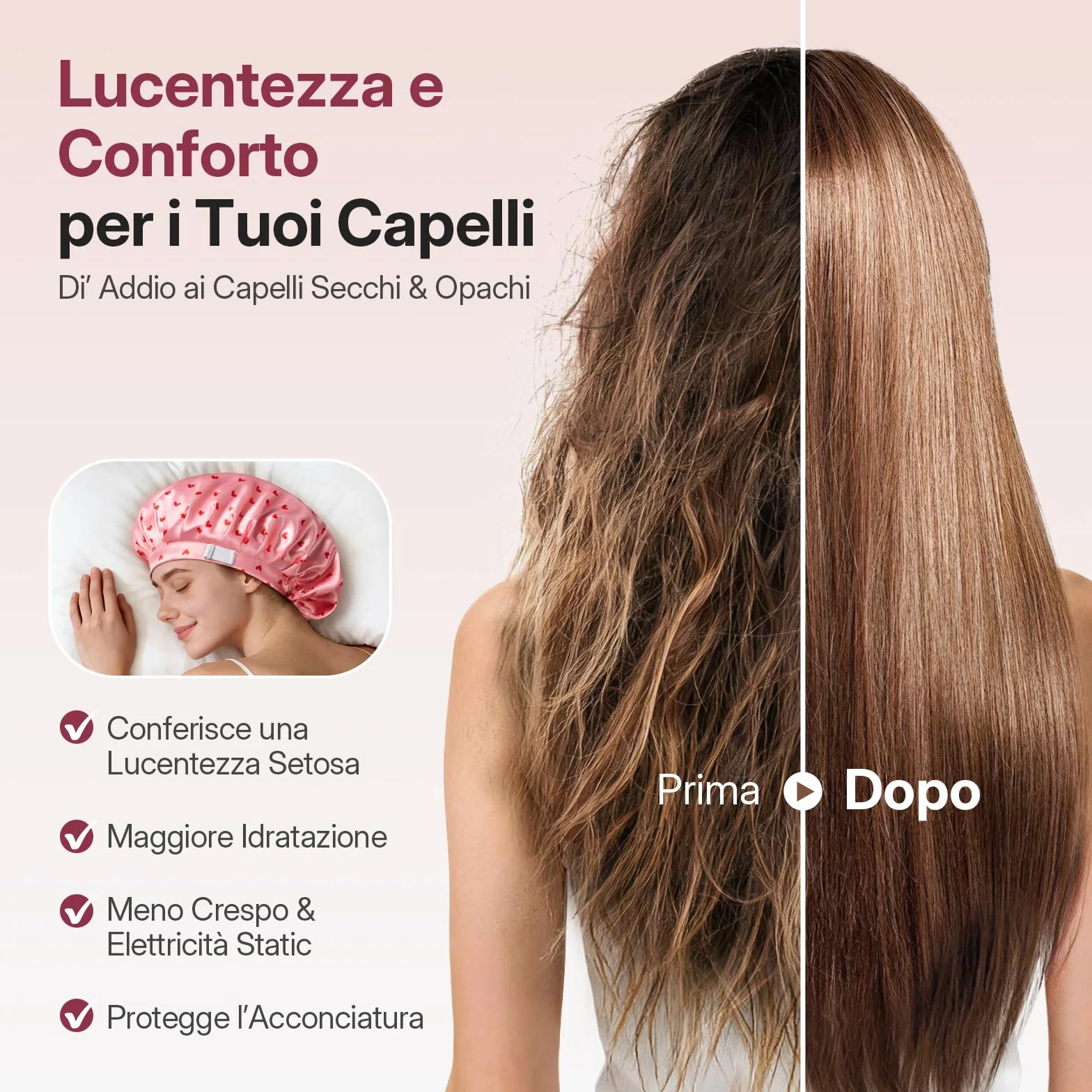LitBear Cappello da notte da donna per dormire, regolabile a doppio strato di raso con elastici per capelli naturali ricci