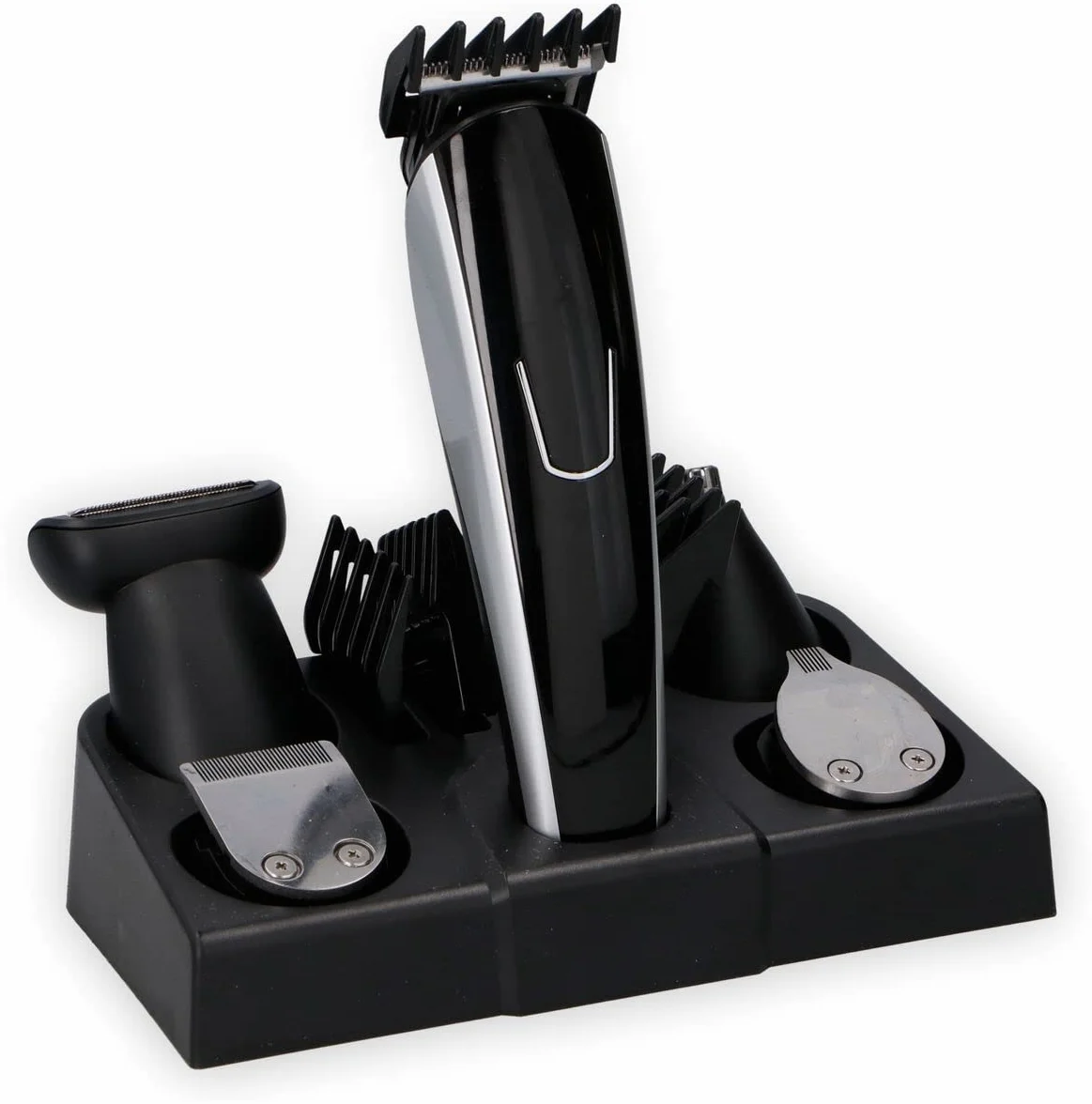 Dunlop Rasoio Taglia Capelli Trimmer Elettrico Regola Barba 5 in 1 Ricarica USB 4 pettini, Nero