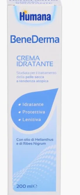 Humana, Benederma Crema Idratante per Pelle Secca e Sensibile, 200 ml, Dermatologicamente Testata