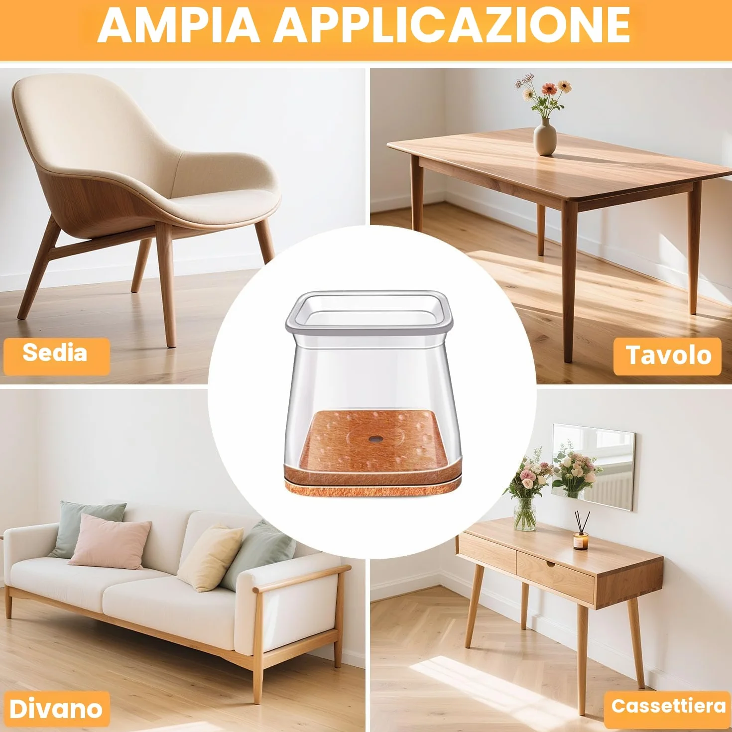 Gommini per Sedie Quadrati in Silicone 20 Pezzi Protezioni Antigraffio per Pavimenti 27-39 mm