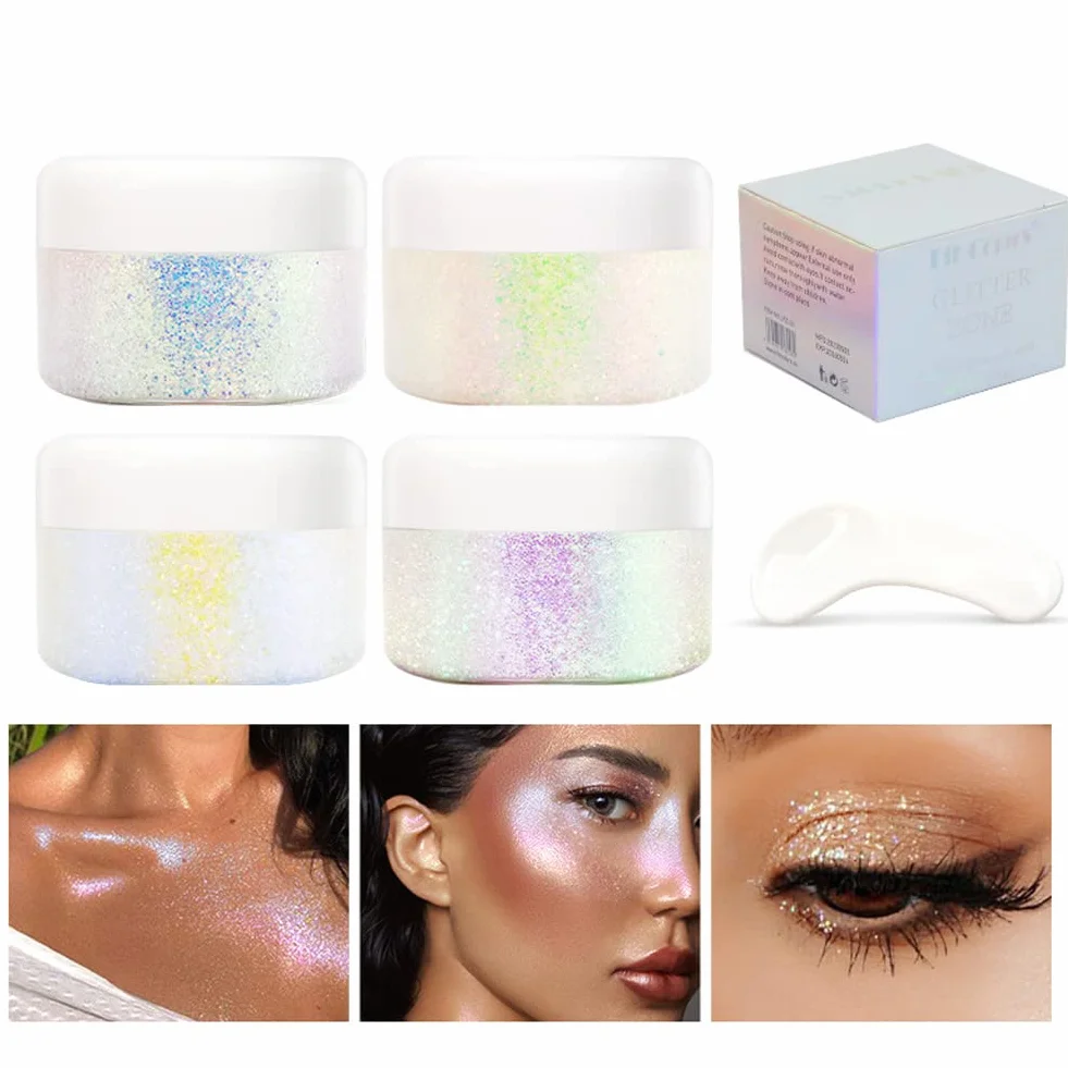 Biodegradabile Face Glitter Gel, Holographic Body Glitter Gel Sirena Liquido Eyeshadow Glitter Fine per Corpo, Viso, Capelli, Festival Glitter a lunga durata Sparkling 1.4 oz (#02)