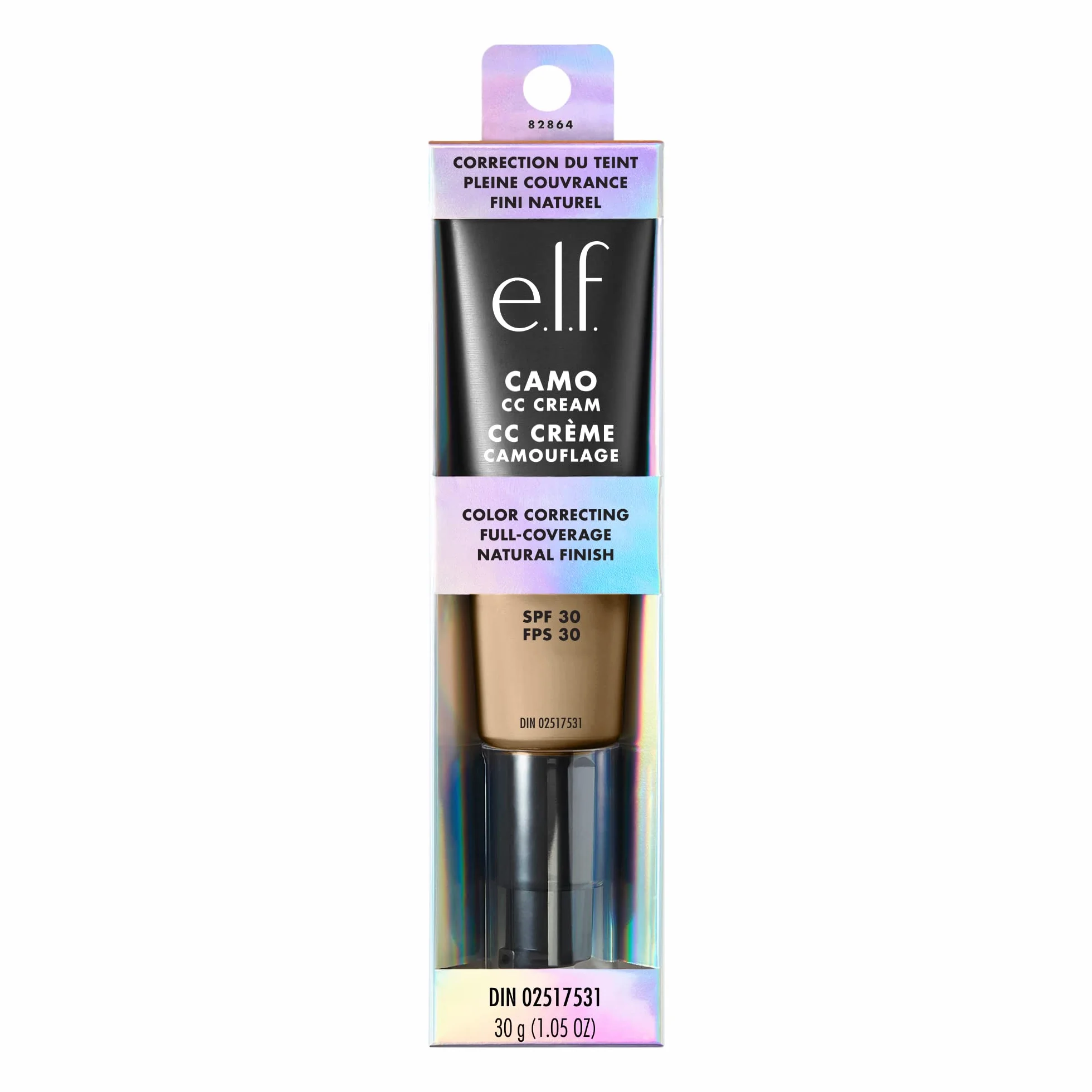 e.l.f. Camo CC Cream | Fondotinta correttore con coprenza da media a totale e SPF 30, Light 205 N, 30 g (1,05 oz)