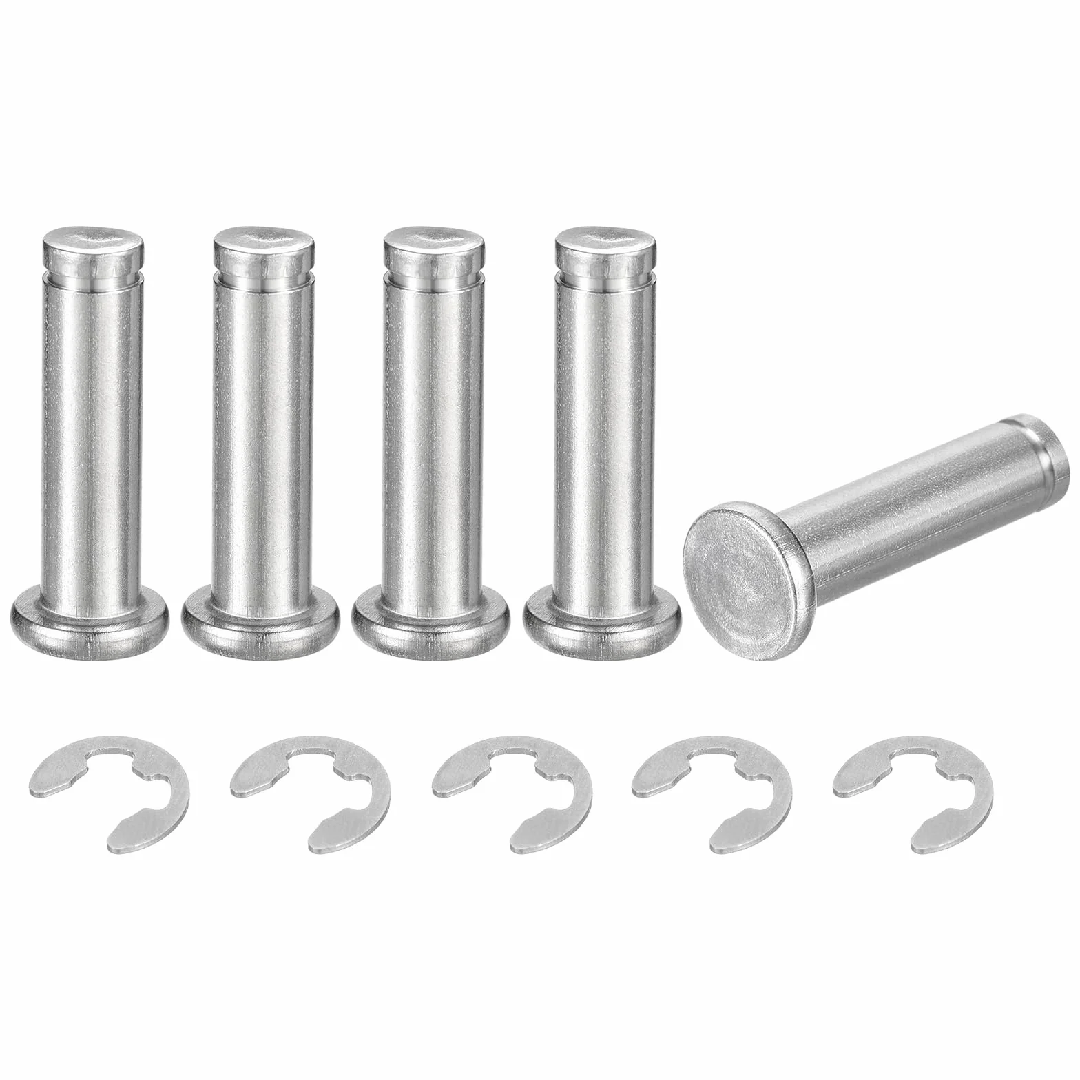 QUARKZMAN M8x30mm Perno Posizionamento Cilindrico Elastico Acciaio Inossidabile 304, Testa Piatta con Anello Fissaggio, Argento