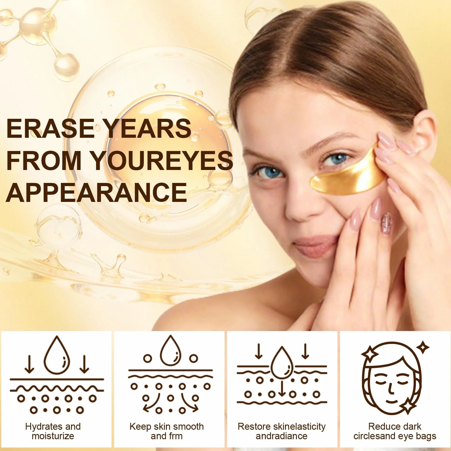 60 Pcs Patch Occhi 24k Gold, Maschera Occhi Collagene, Combattente Occhiaie Scure E Borse Sotto Gli Occhi, Idratante E Lenitiva Per Occhi Gonfi, Effetto Idratante E Antietà, Unisex