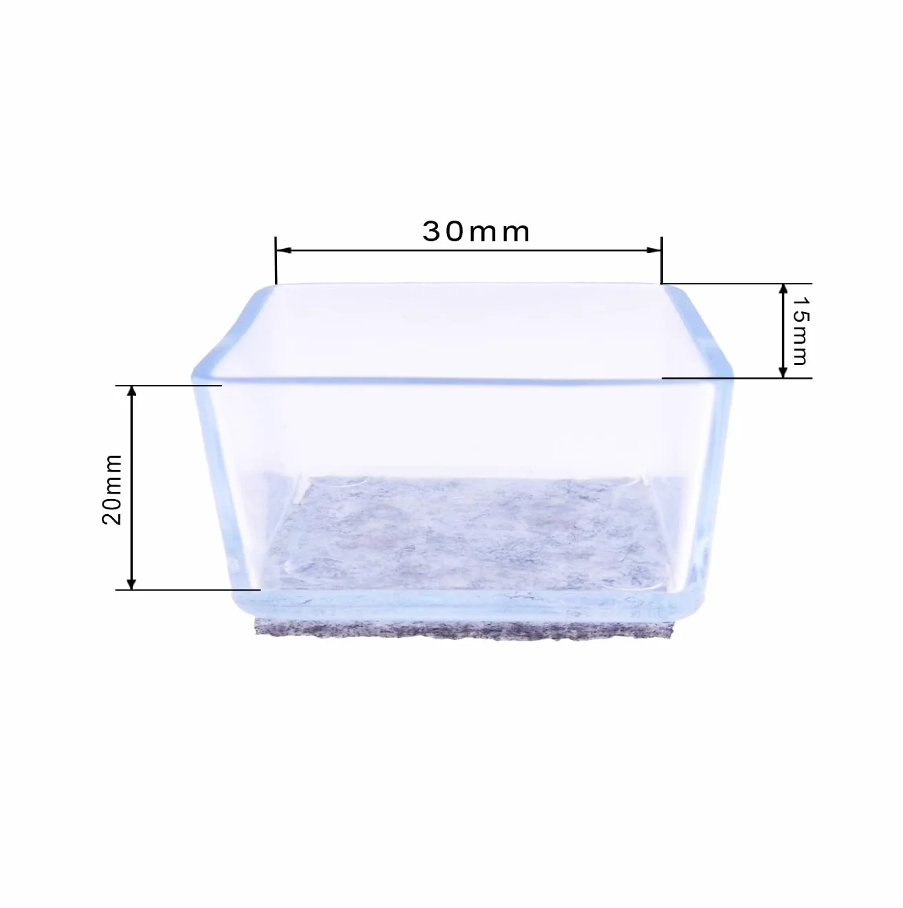 Feltrini per Sedie, Tappi Protettivi per Gambe Rettangolari 15 x 30 mm