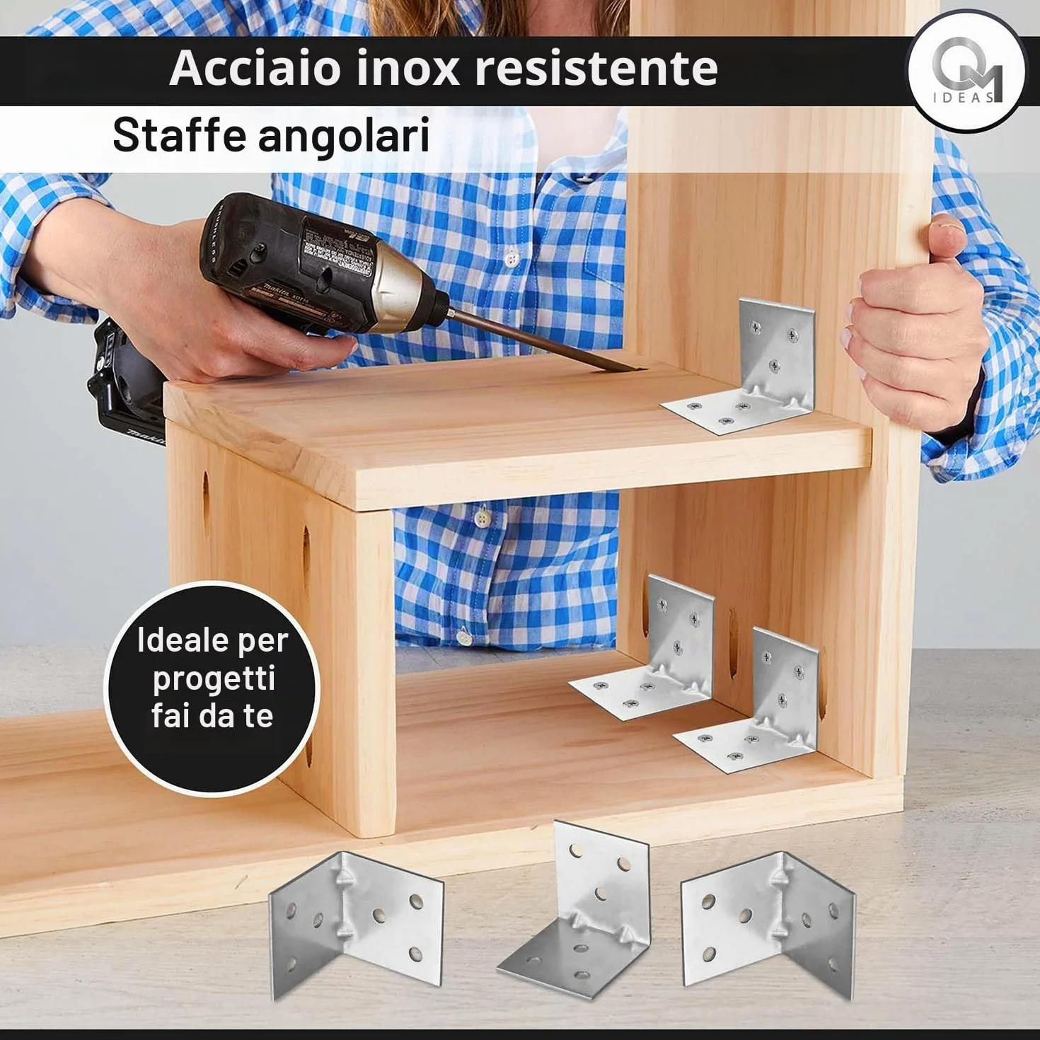 Staffe Angolari 40x40x40 Squadretta Giunzione Connettore Fissaggio Mobili Legno Zincato Argento