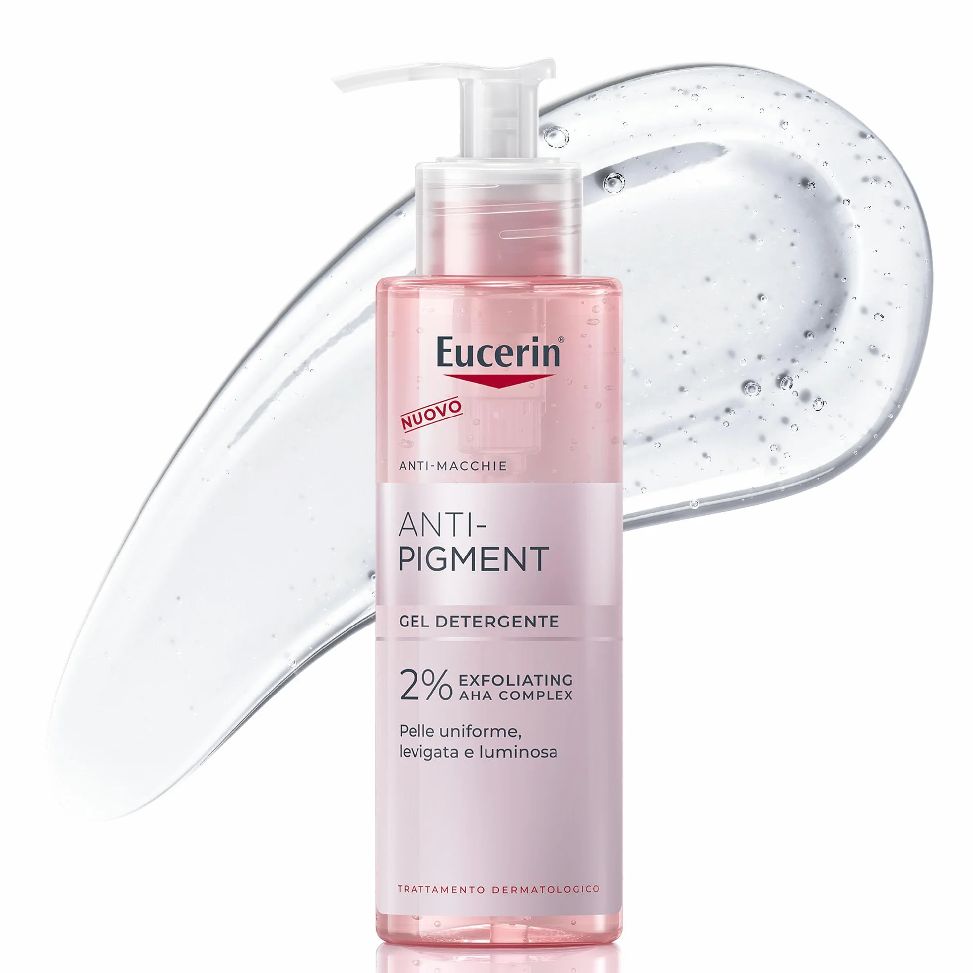 Eucerin Anti-Pigment Gel Detergente Viso 200 ml, Detergente schiumogeno antimacchie con 2% complesso esfoliante viso AHA, Acido Glicolico e Acido Lattico, Cleanser per tutti i tipi di pelle