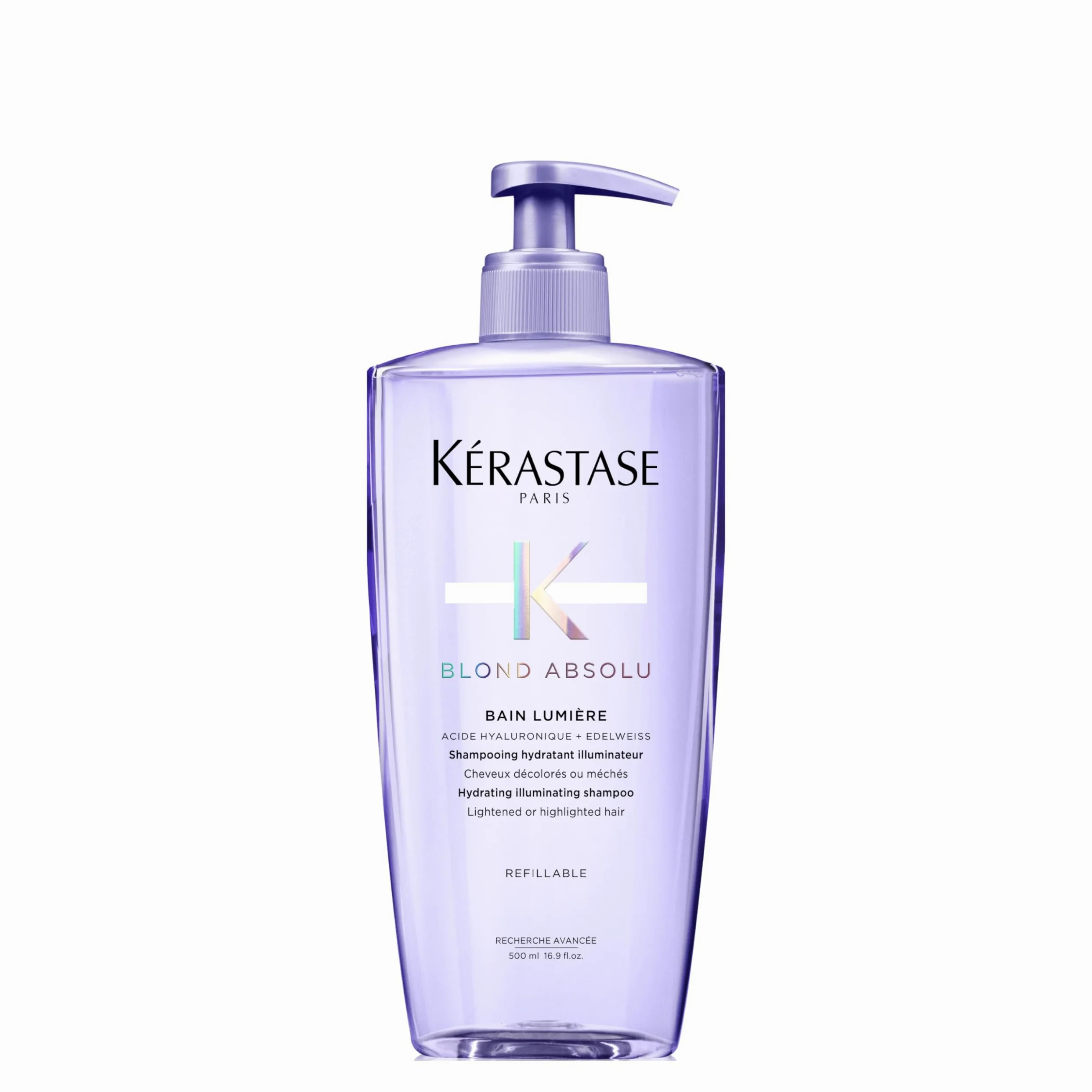 Kérastase Blond Absolu Bain Lumière, Shampoo Idratante Illuminante, Formato Risparmio, Per Tutti i Tipi di Biondo, Con Acido Ialuronico e Stella Alpina, 500ml